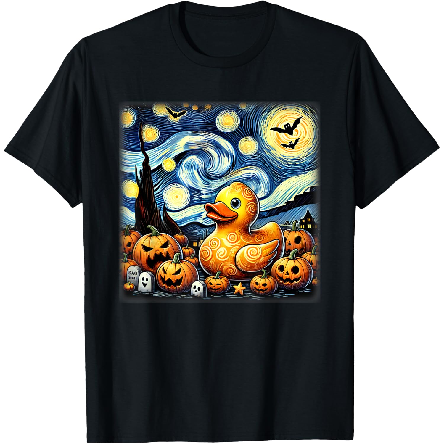 Starry Night Rubber Duck Halloween T-Shirt