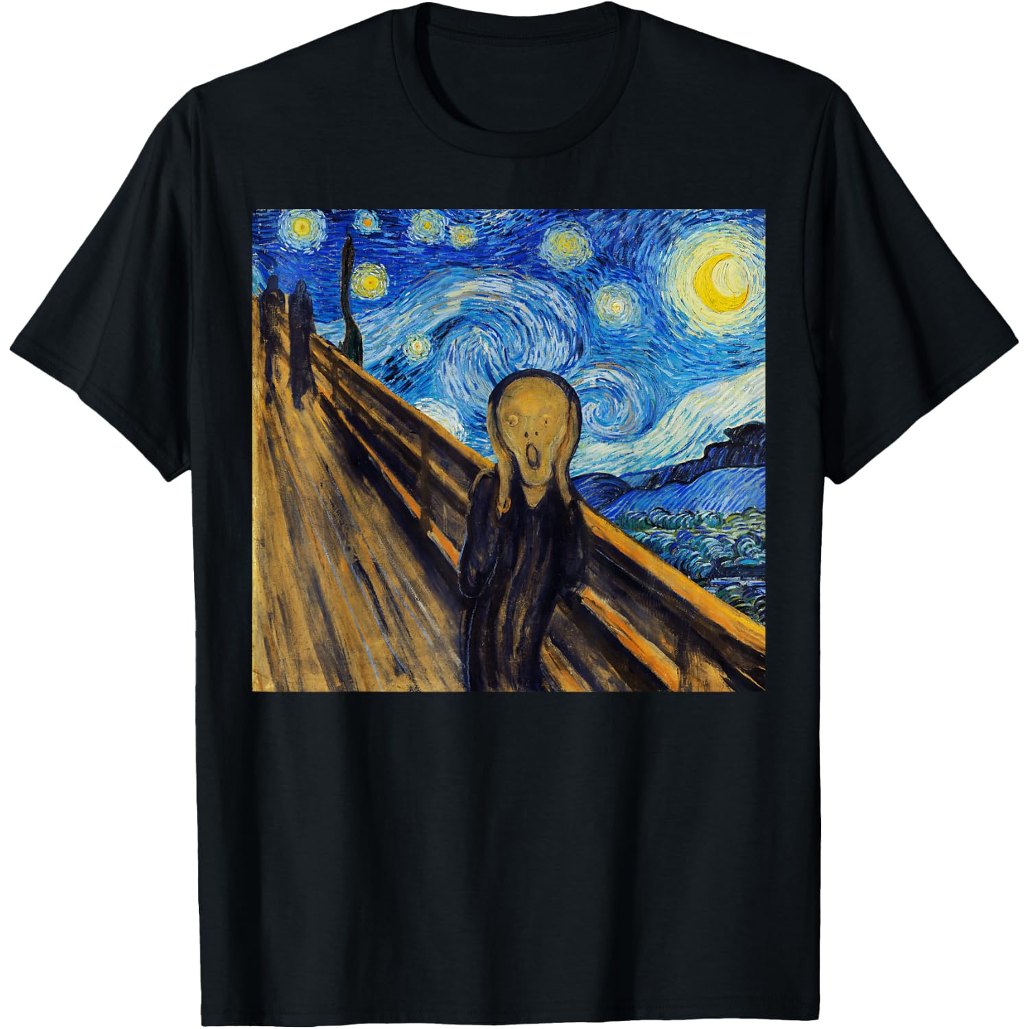 Starry Night Scream Scary Night Van Gogh Munch Halloween T-Shirt