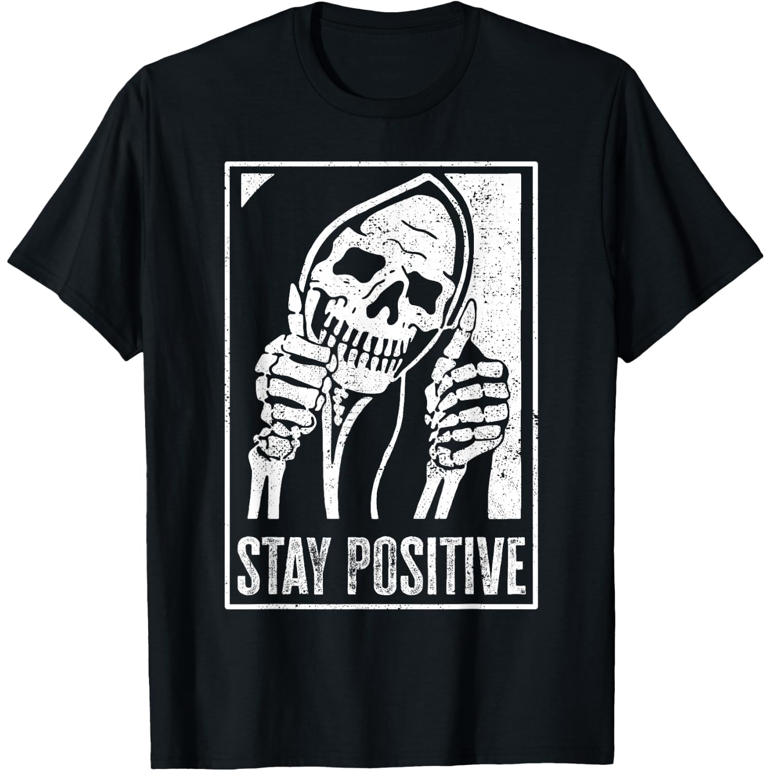 Stay Positive Funny Skeleton Be Positive Skull Halloween T-Shirt