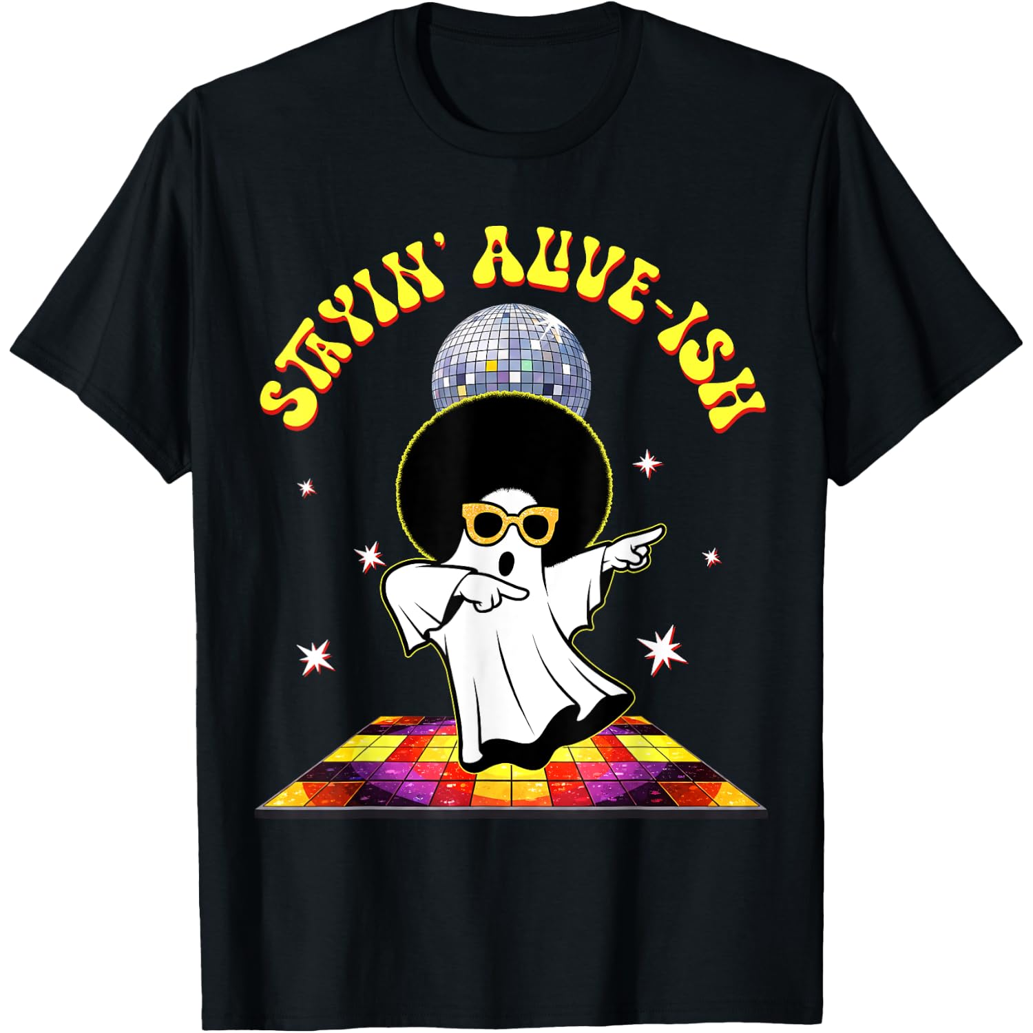 Stayin Alive -ish Funny Ghost Disco Dancing Halloween T-Shirt