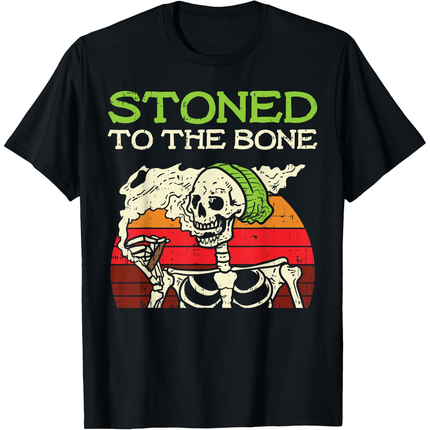 Stoned To The Bone Skeleton Smoking Weed Halloween Pot T-Shirt