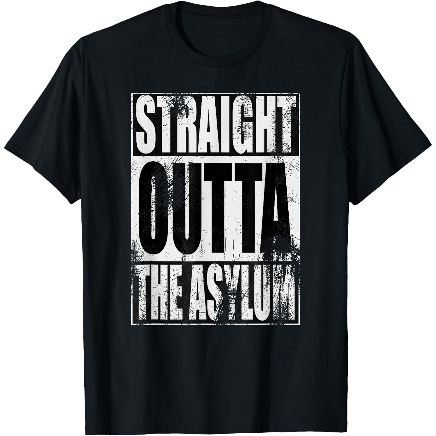 Straight Outta the Asylum Distressed Halloween Tee Shirt