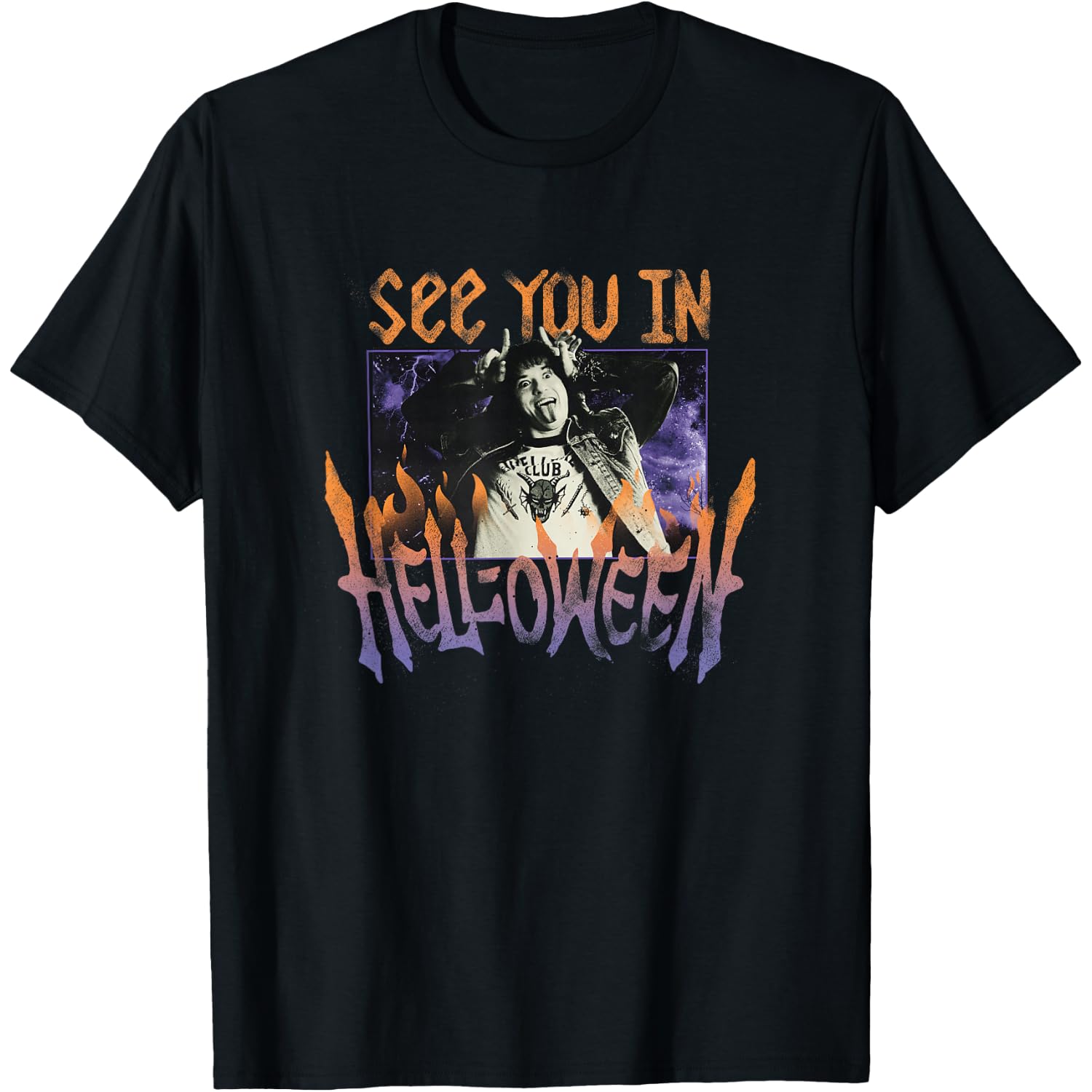 Stranger Things Eddie Munson Hellfire Halloween Flames T-Shirt
