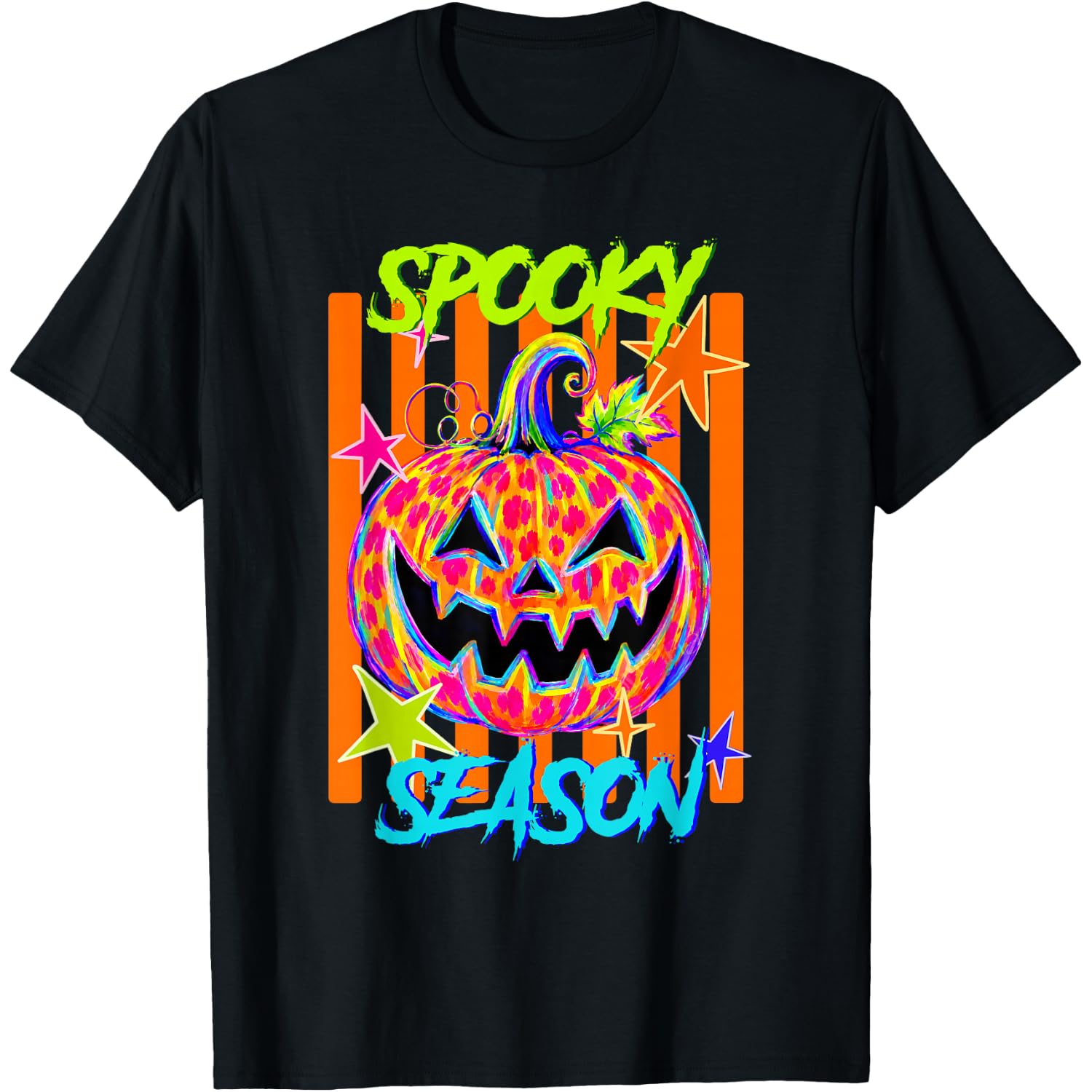 Striped Spooky Season, Halloween Colorful Pumpkin Kids Boys T-Shirt