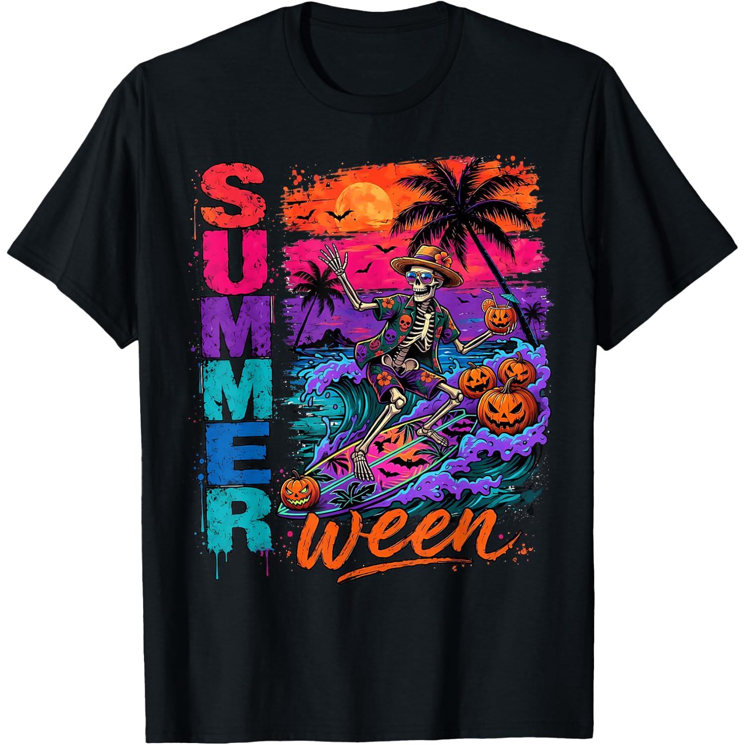 Summer ween Halloween Skeleton Vacation Beach T-Shirt