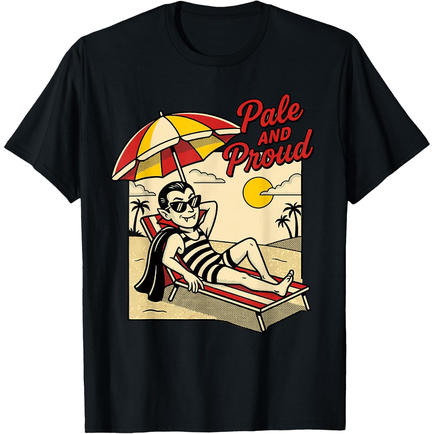 Summerween Art Pale and Proud Vampire Beach T-Shirt