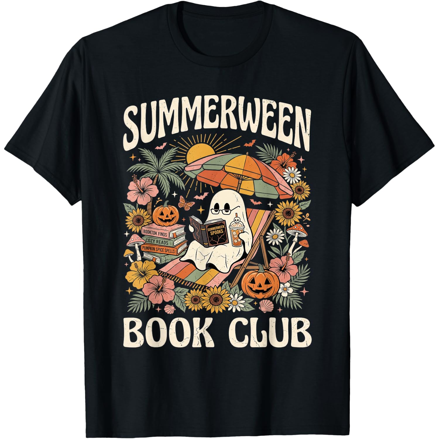 Summerween Book Club Ghost Reading Book Coffee Lover T-Shirt