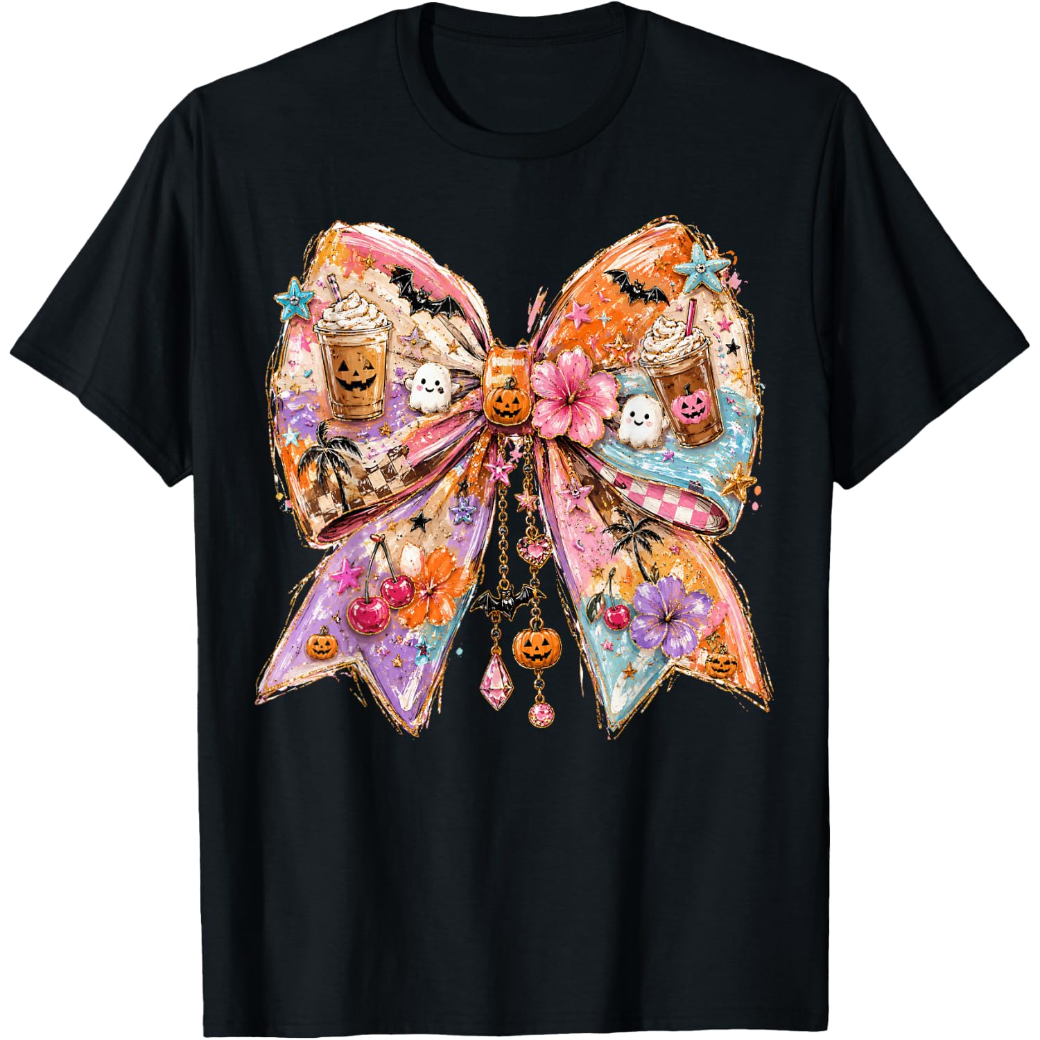 Summerween Bow Coquette Summer Halloween Ghosts Beach Coffee T-Shirt
