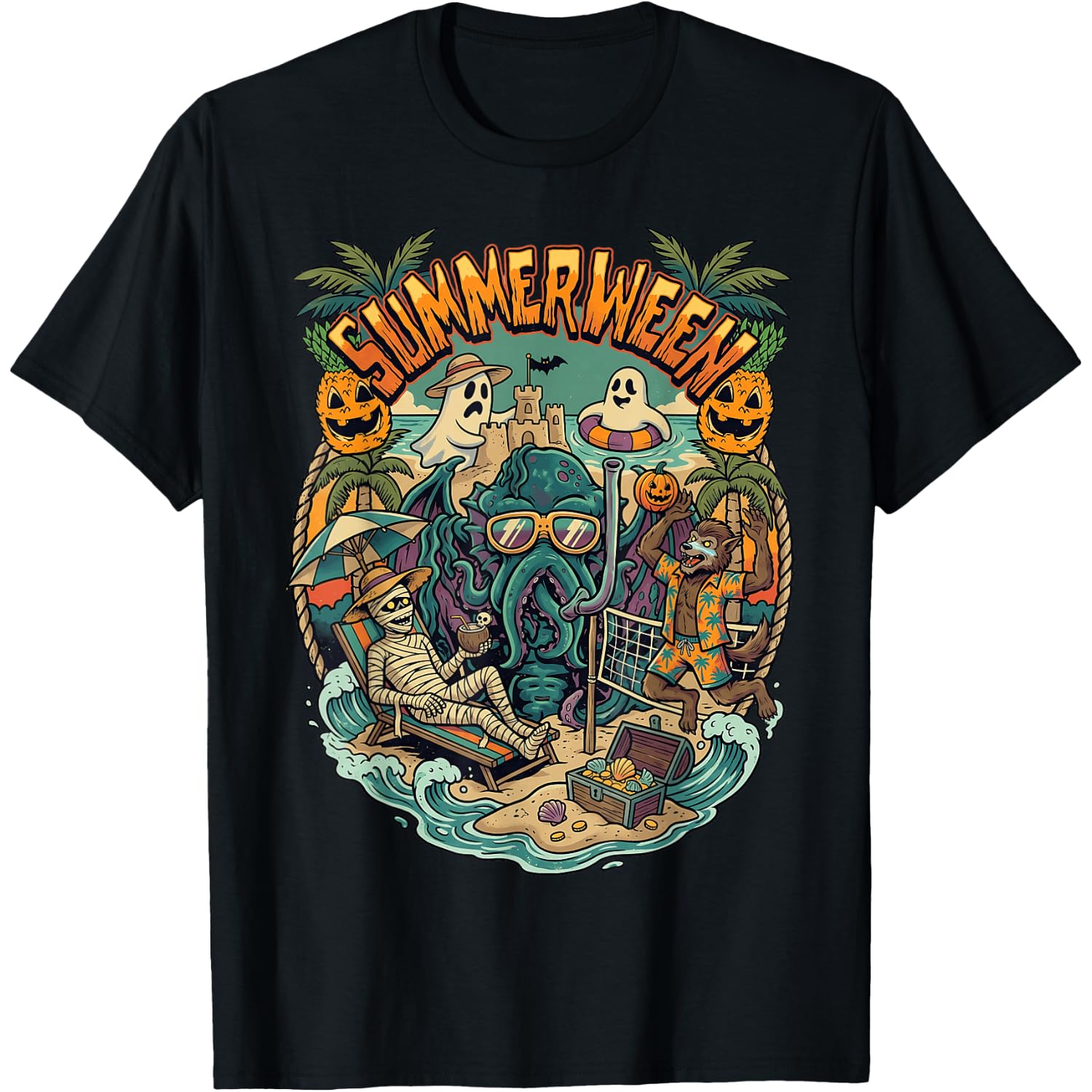 summerween Halloween Beach Party Funny T-Shirt