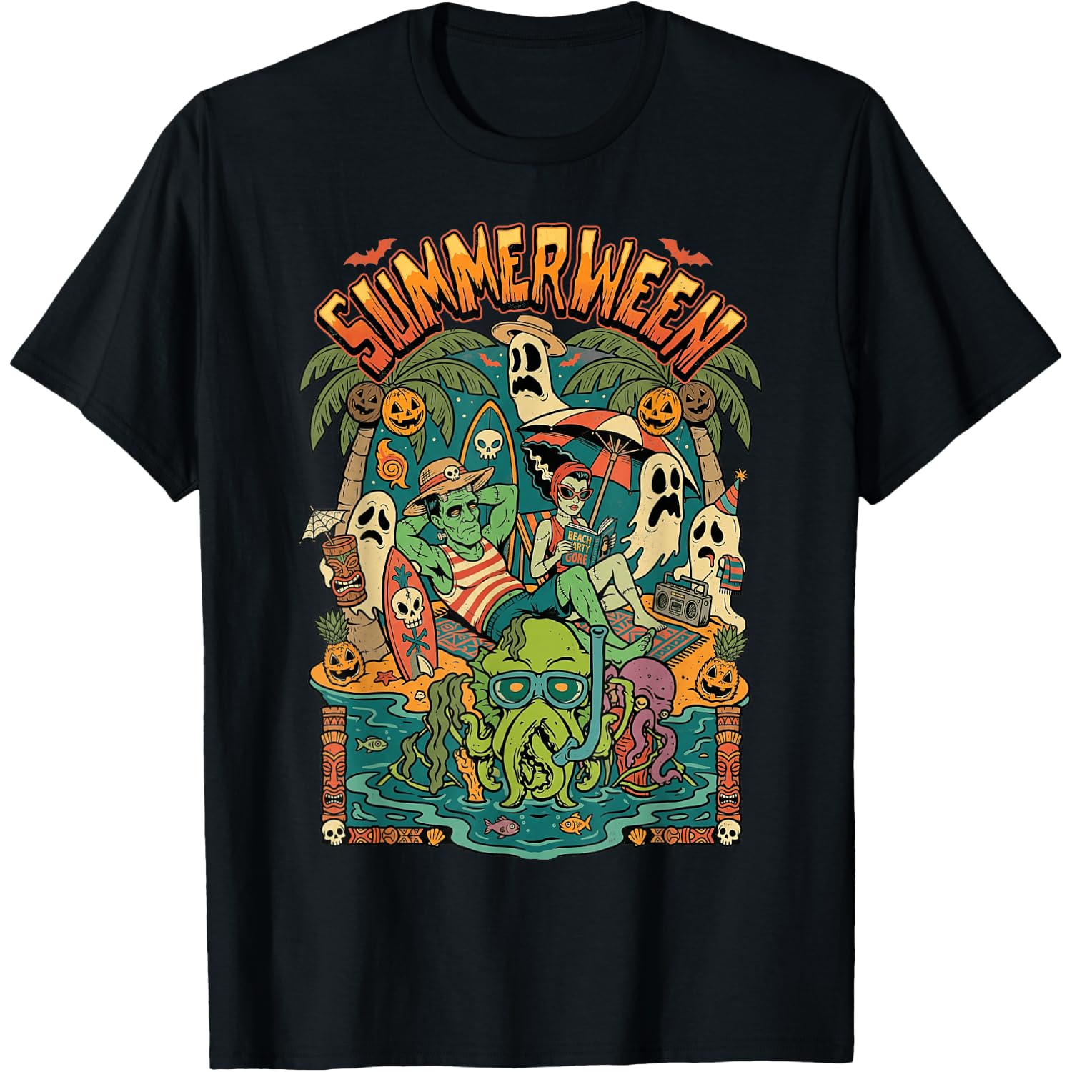 summerween Halloween Spooky Creatures Funny T-Shirt