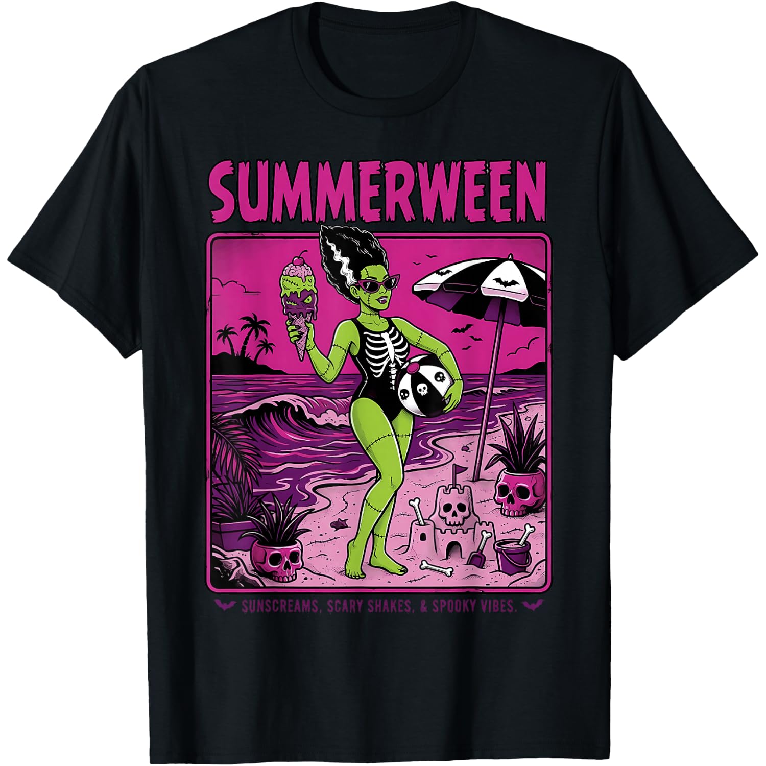summerween Skeleton Beach Halloween Spooky Funny T-Shirt