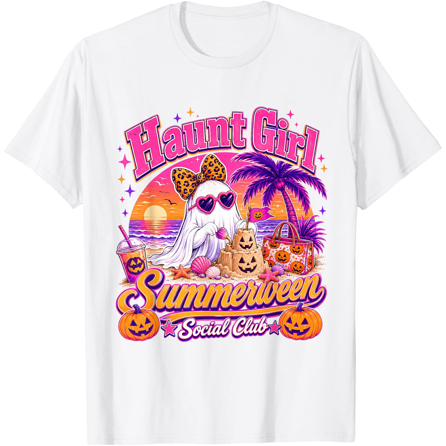Summerween Social Club Haunt Girl Spooky Tropical Vibes T-Shirt
