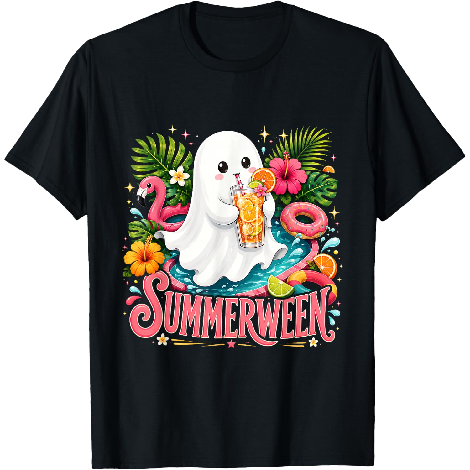 Summerween Spooky Summer Beach Party Cute Graphic Men Boys T-Shirt
