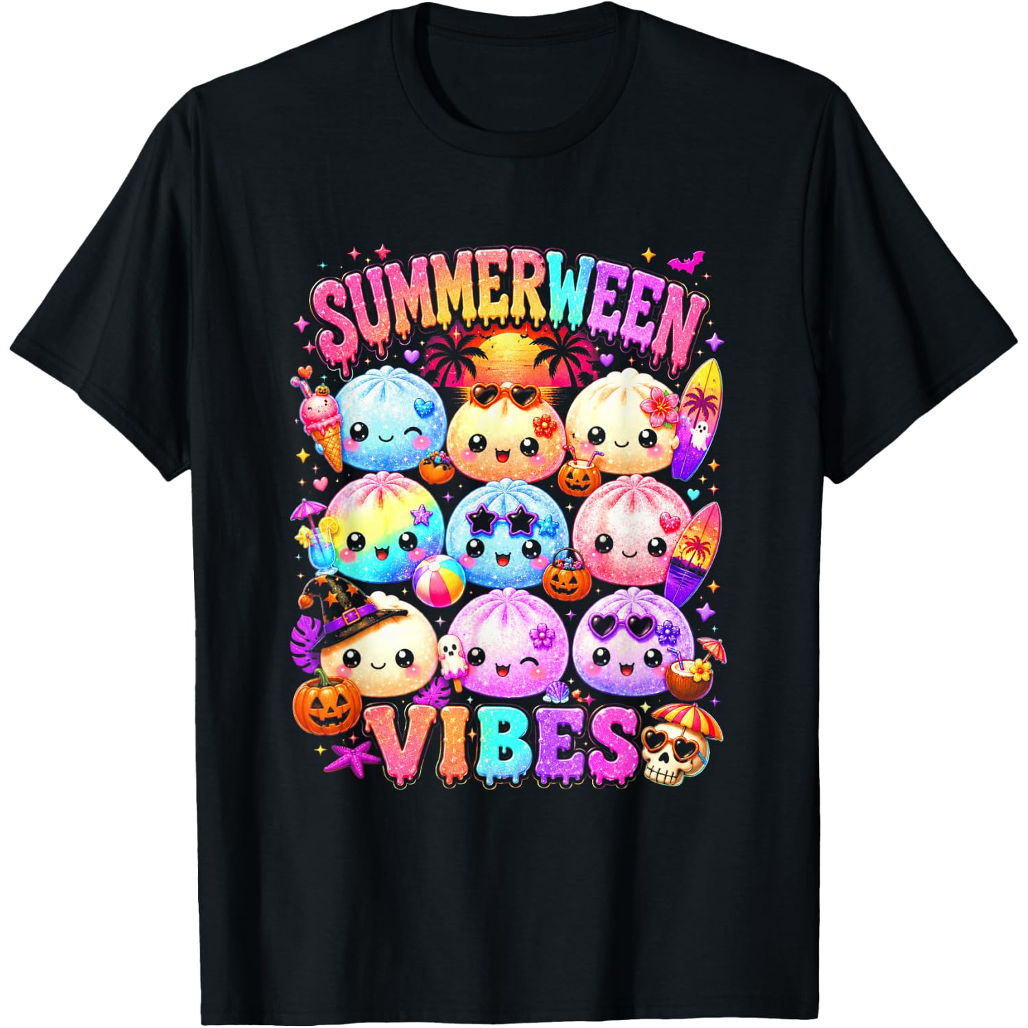 Summerween Vibes Kawaii Dumplings Squishy Halloween Summer T-Shirt