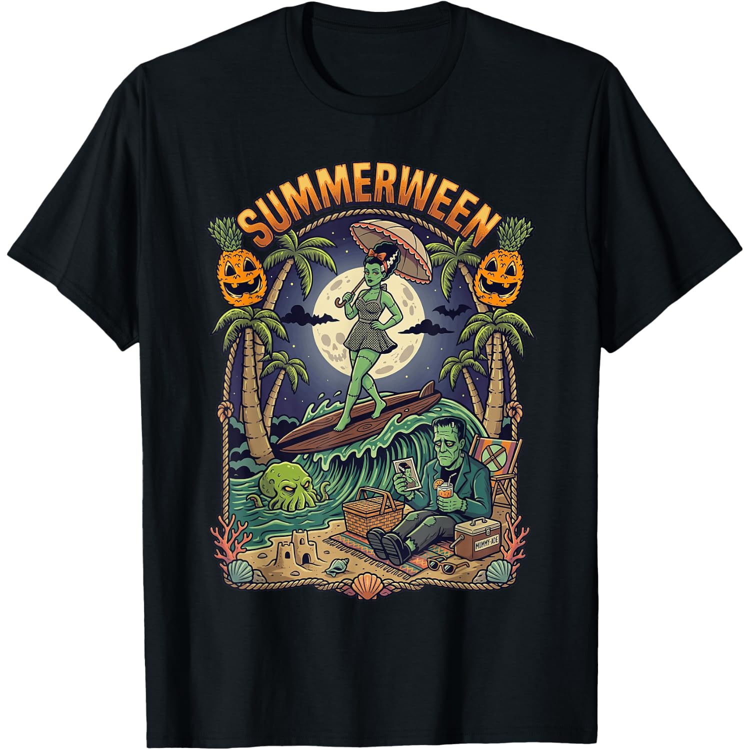 Summerween Zombie Beach Horror Funny T-Shirt