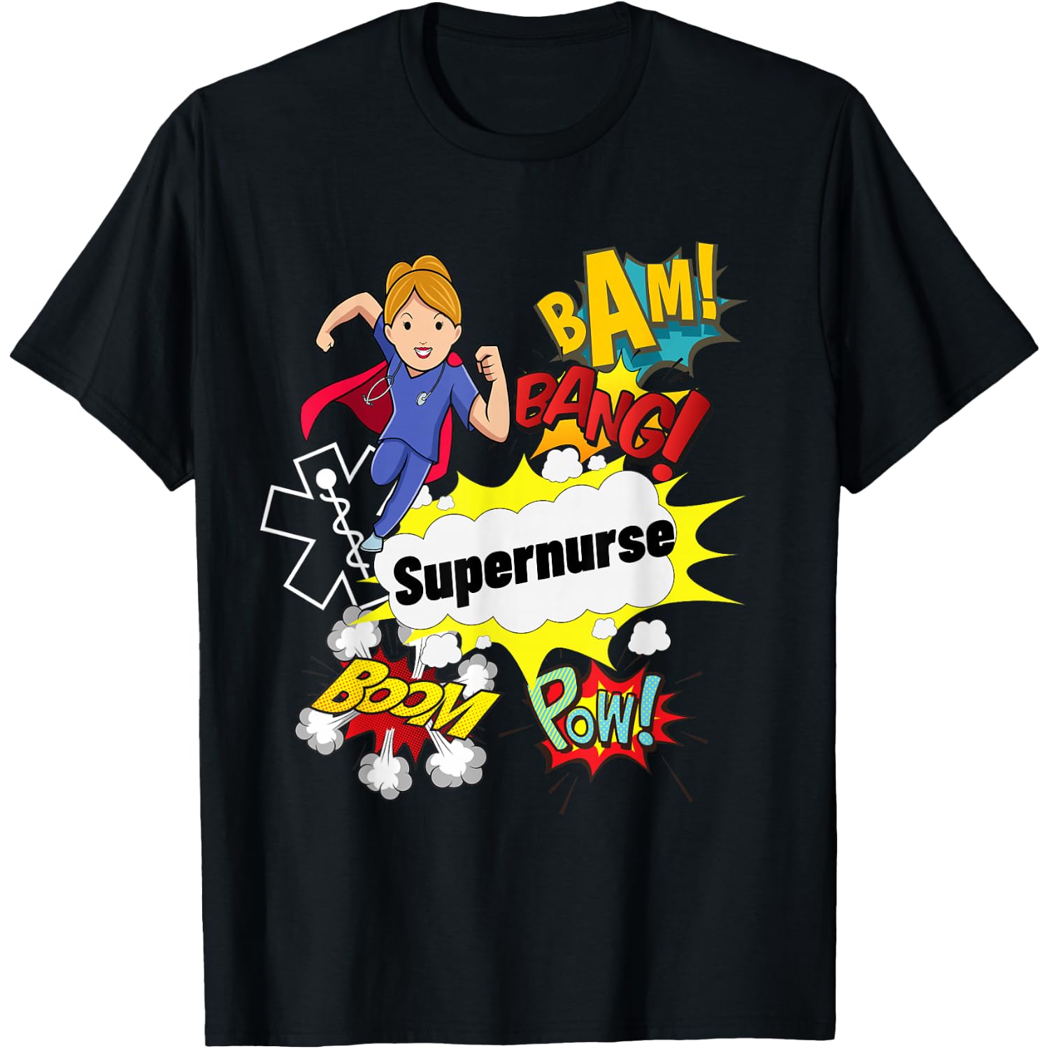 Supernurse Comic Superhero Style RN Woman Nursing Gift T-Shirt