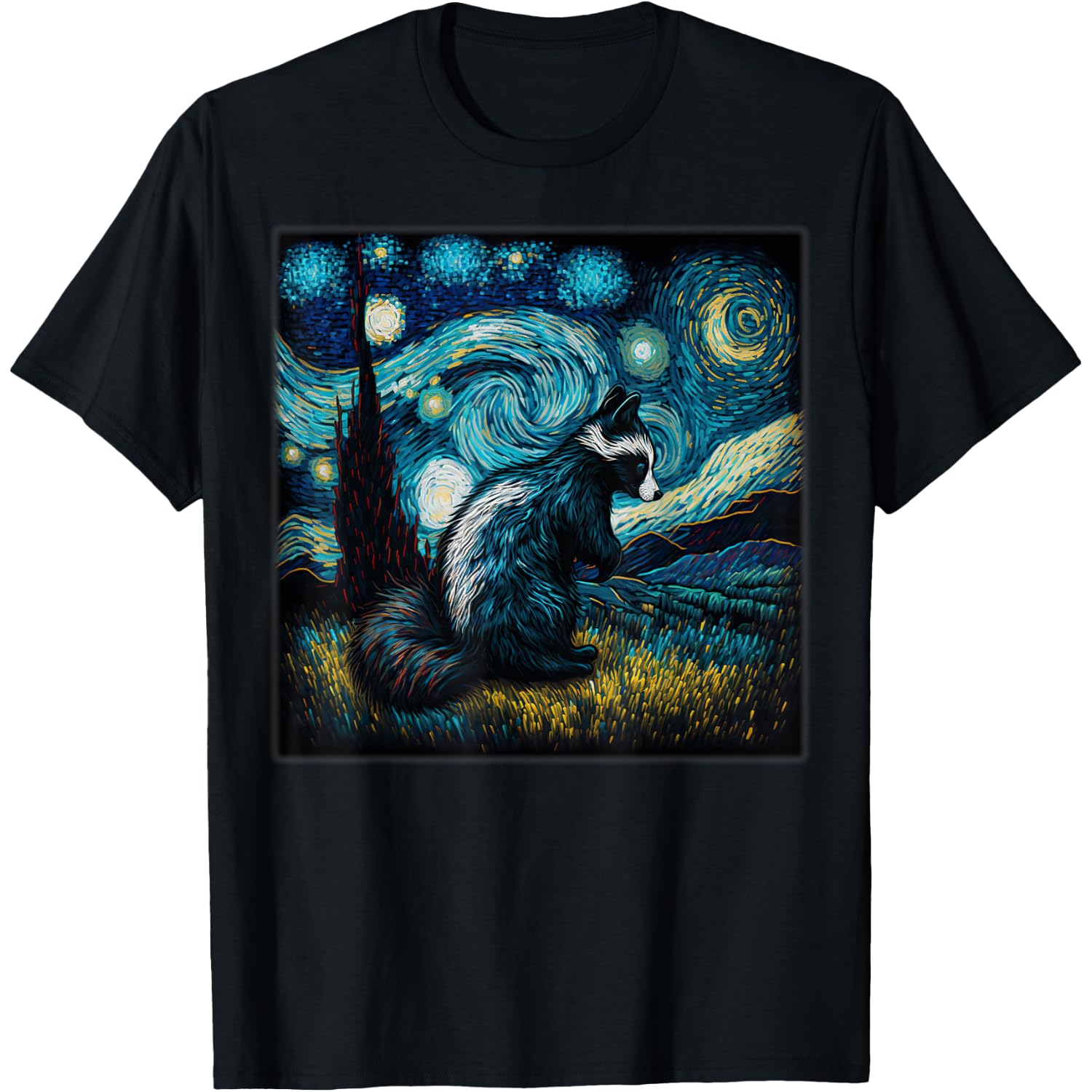Surrealism Starry Night Skunk T-Shirt