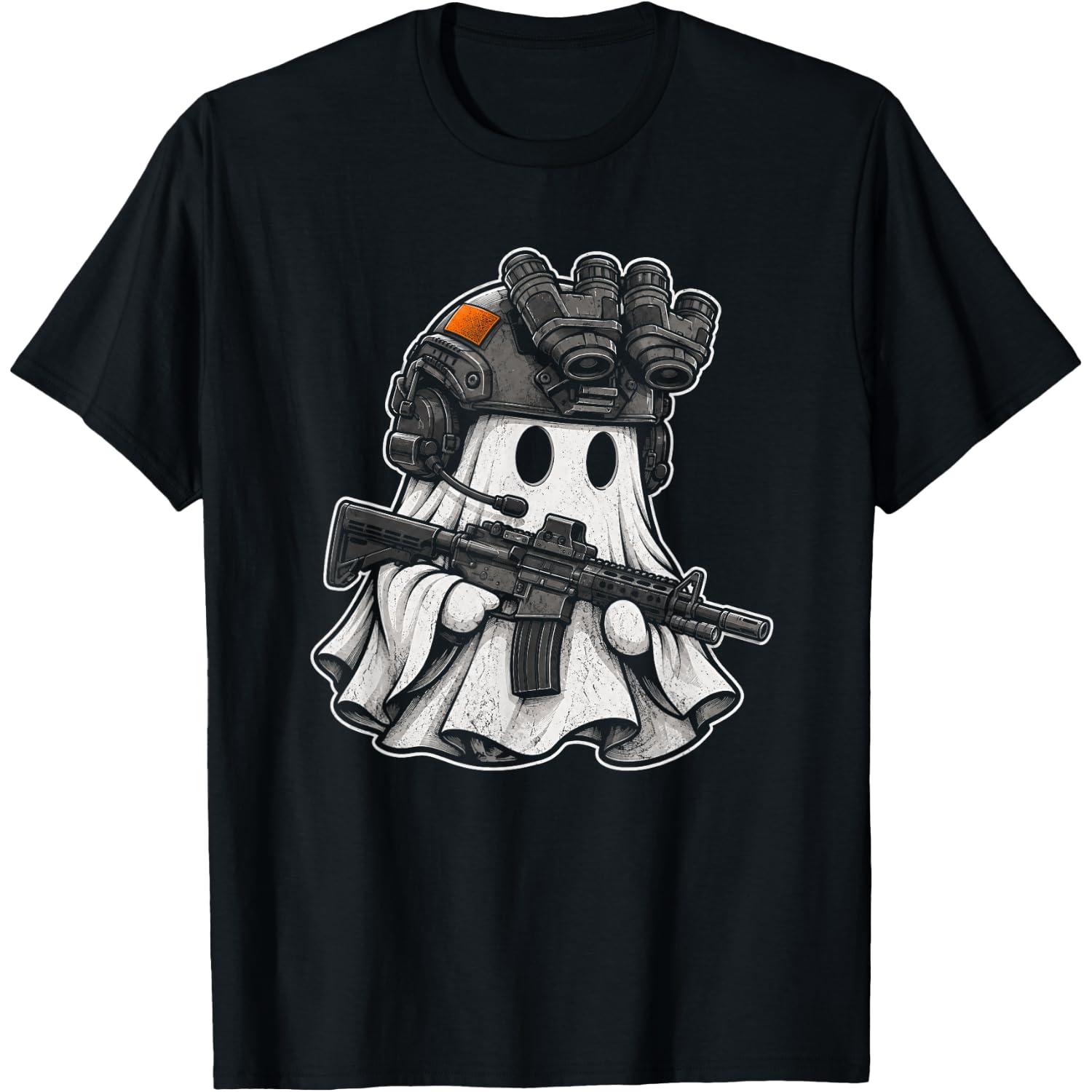 Tactical Ghost Halloween Military Skull Graphic Vintage T-Shirt