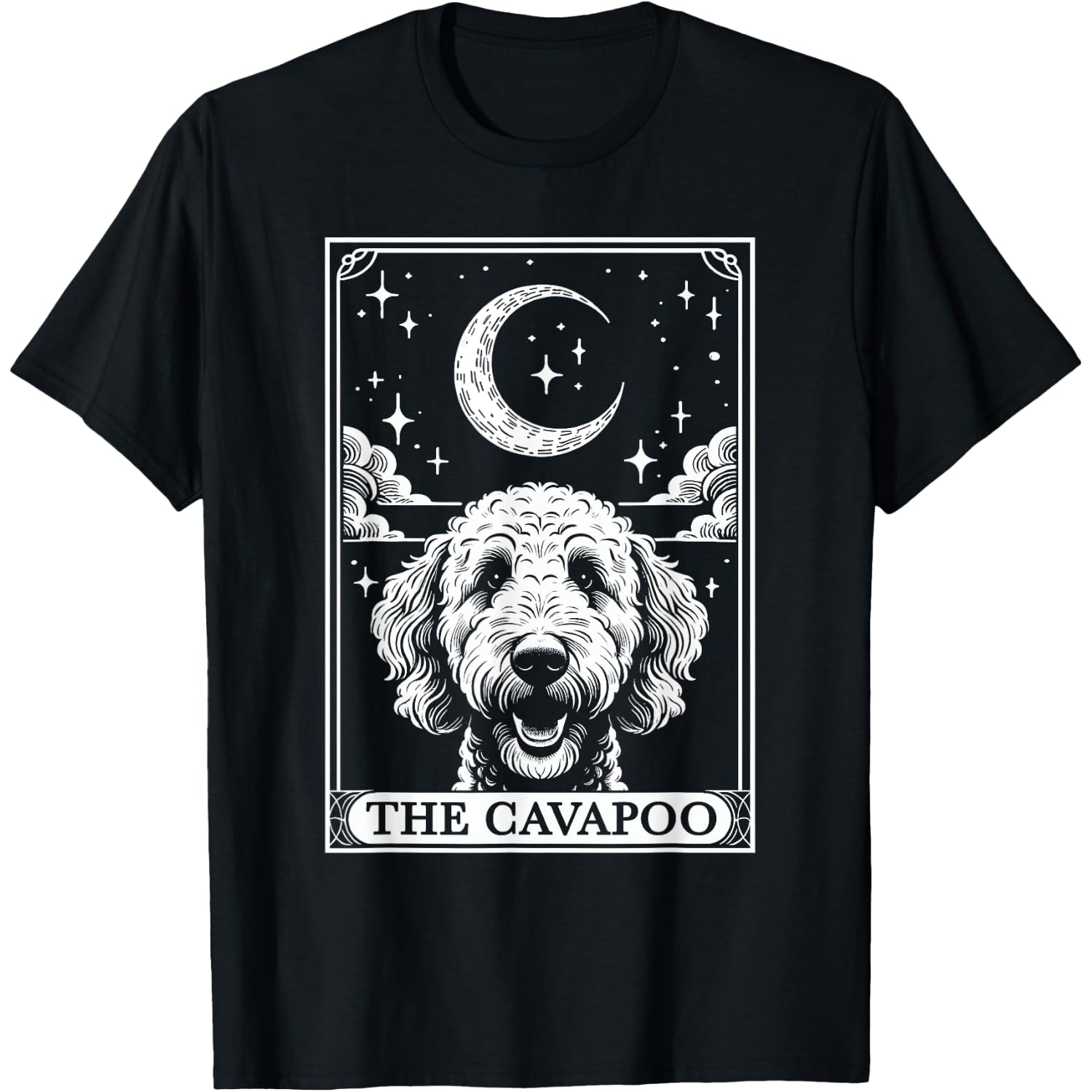 Tarot Card Cavoodle Vintage Crescent Moon Cavapoo Dog Mom T-Shirt for Men Women Kids