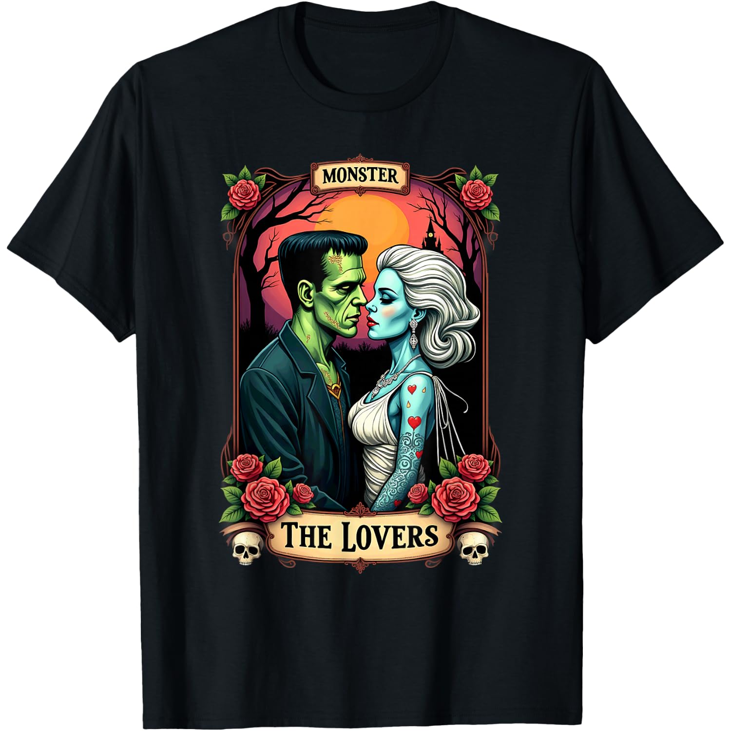 Tarot Card Frankenstein and Bride The Lovers T-Shirt