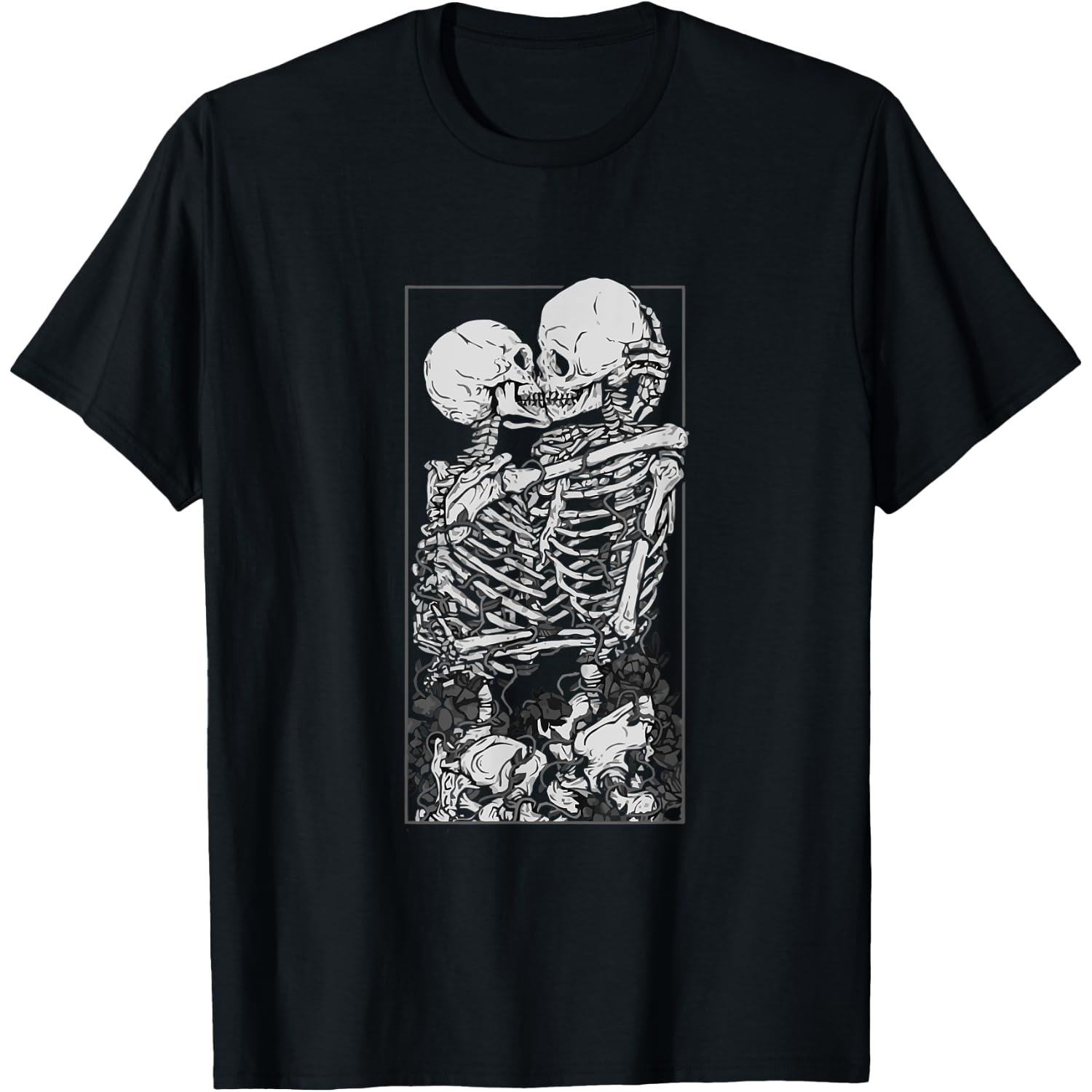 Tarot Card Kissing Skeleton Love Skull Bones Horror Goth T-Shirt