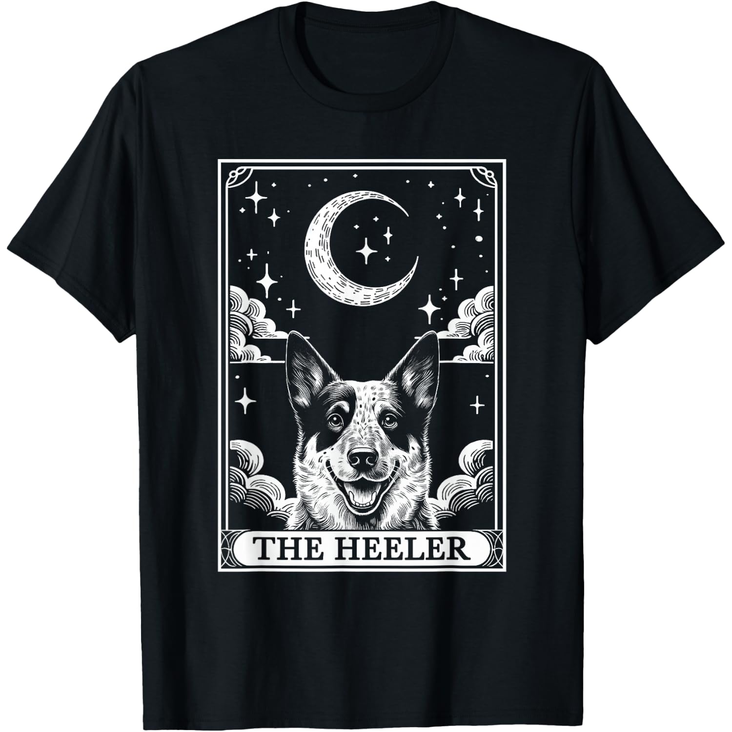 Tarot Card Vintage Crescent Moon Australian Cattle Dog Mom T-Shirt