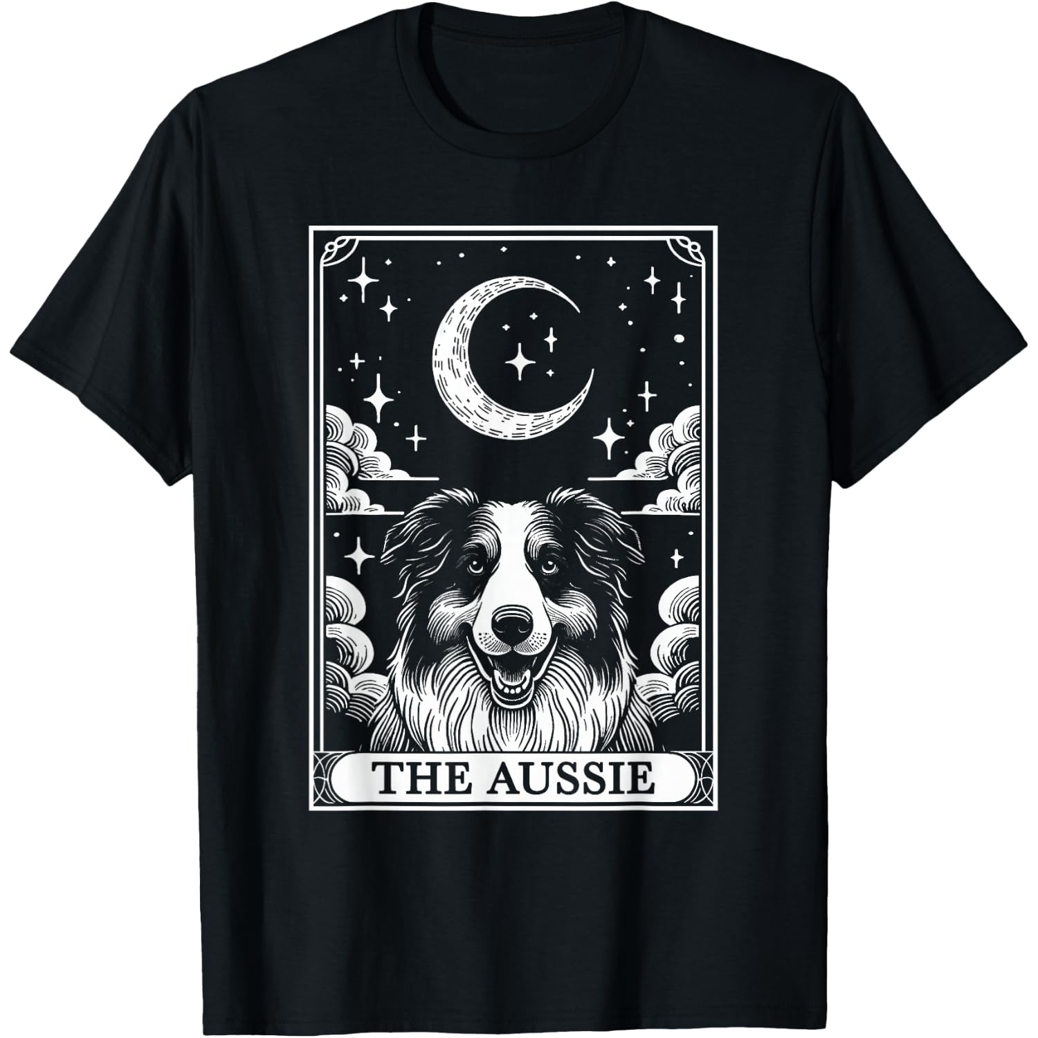 Tarot Card Vintage Crescent Moon Australian Shepherd Dog Mom T-Shirt