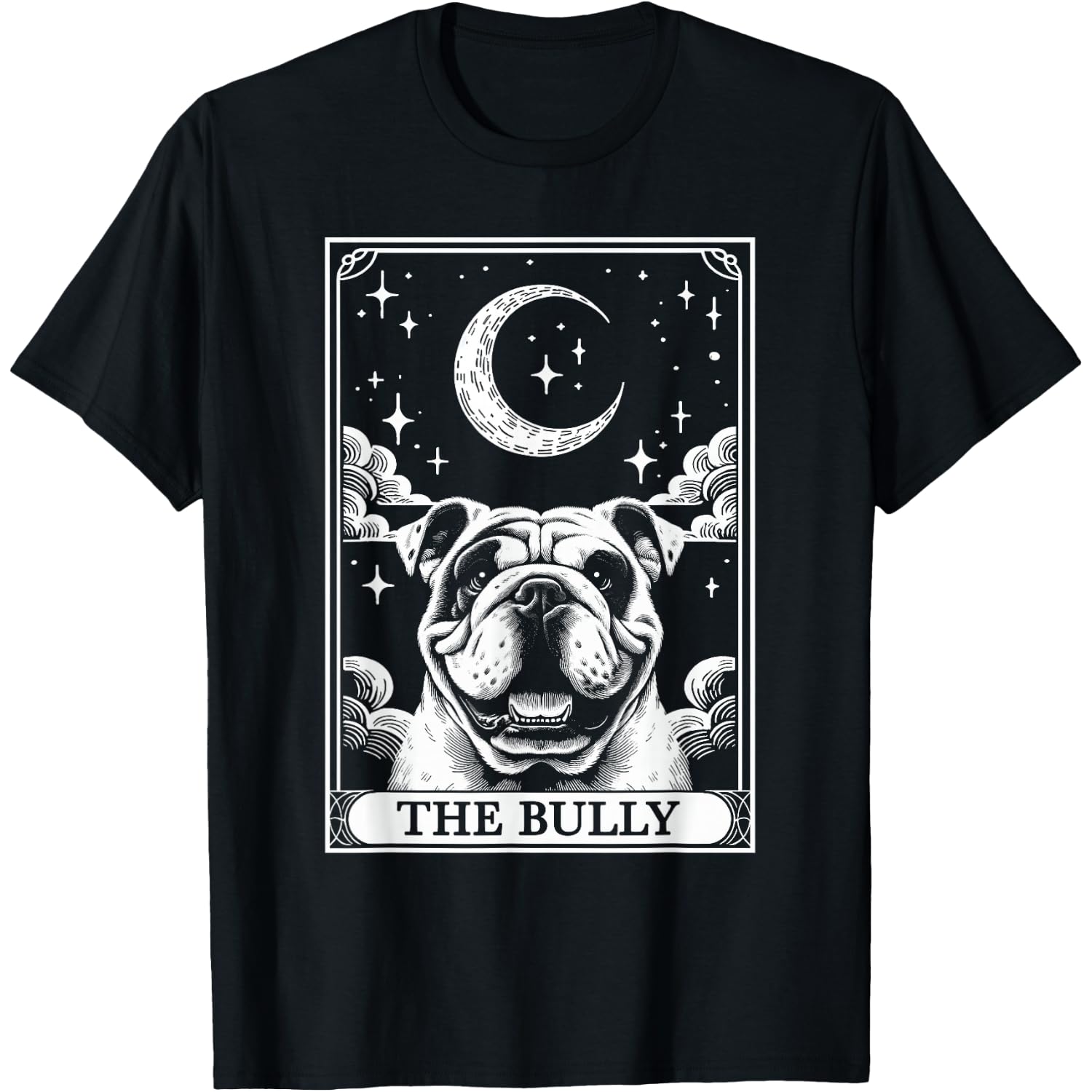 Tarot Card Vintage Crescent Moon Bulldog Bully Dog Mom T-Shirt