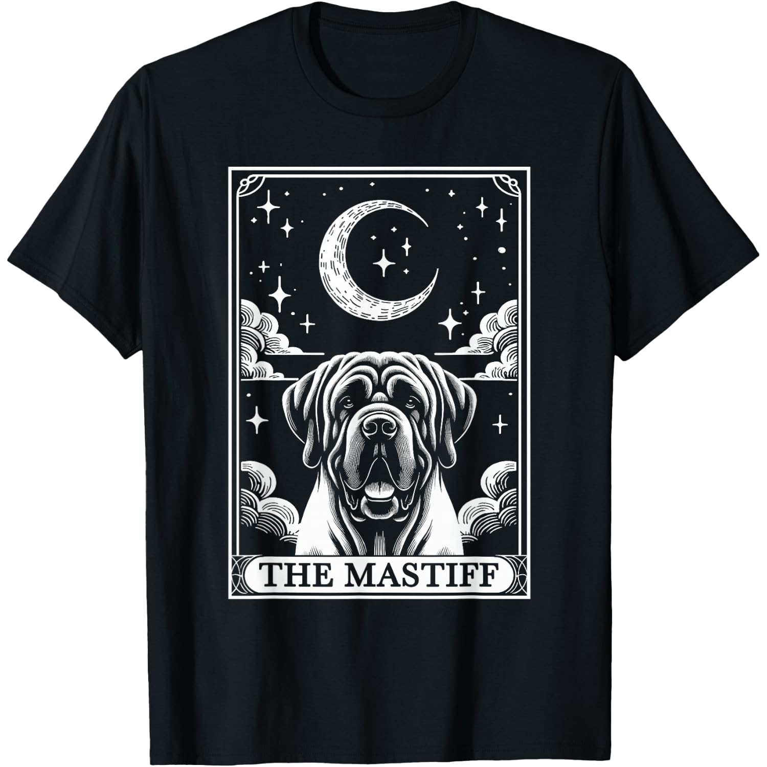 Tarot Card Vintage Crescent Moon English Mastiff Dog Mom T-Shirt