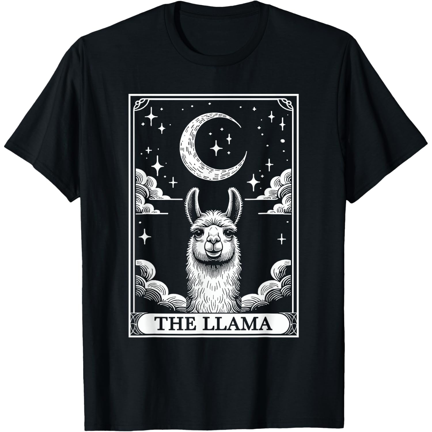 Tarot Card Vintage Crescent Moon Llama Animal Lovers T-Shirt