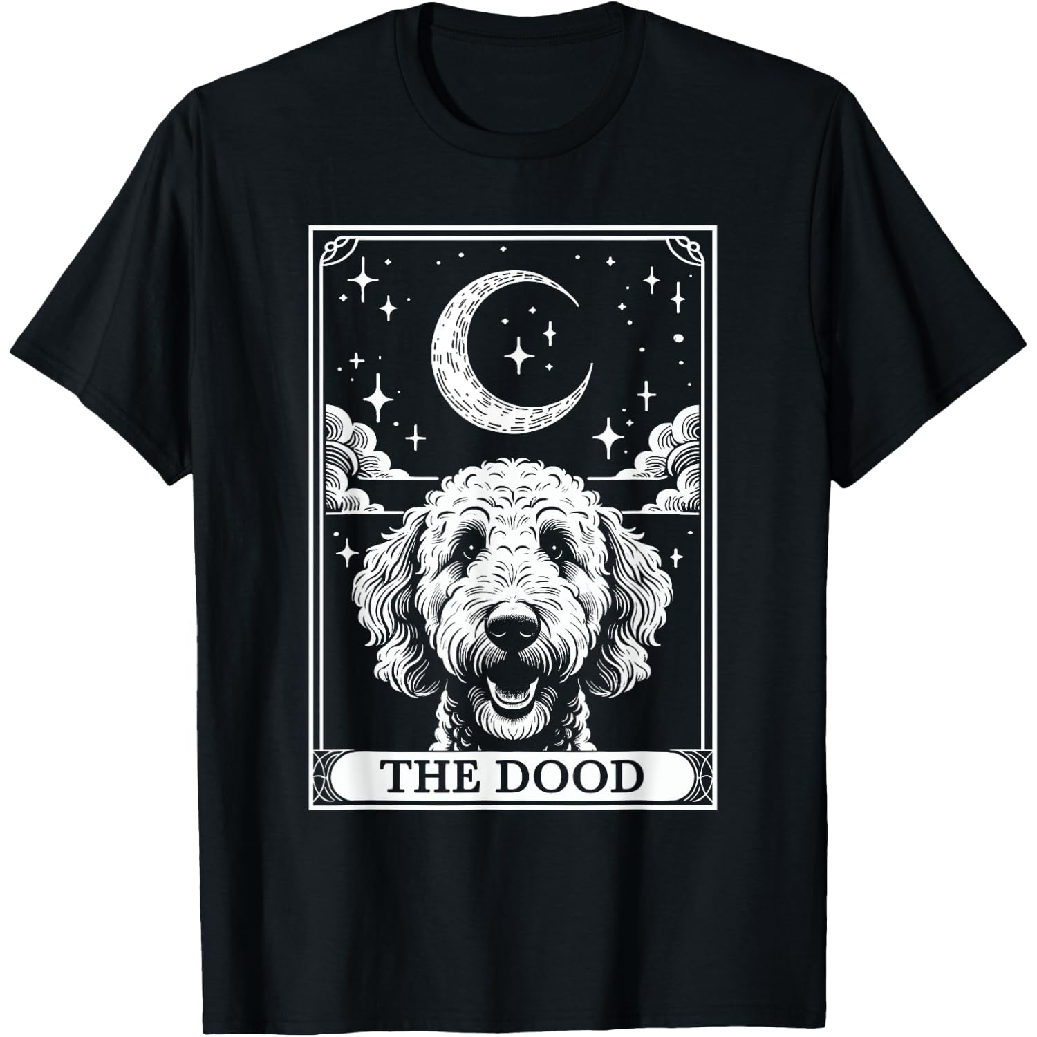 Tarot Card Vintage Crescent Moon The Dood Goldendoodle Mom T-Shirt