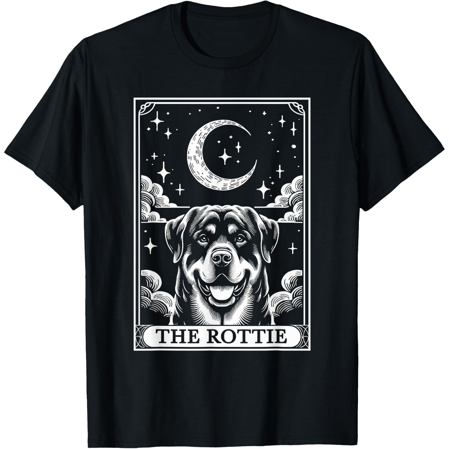 Tarot Card Vintage Half Moon Rottweiler, Rottie Dog Mum T-Shirt