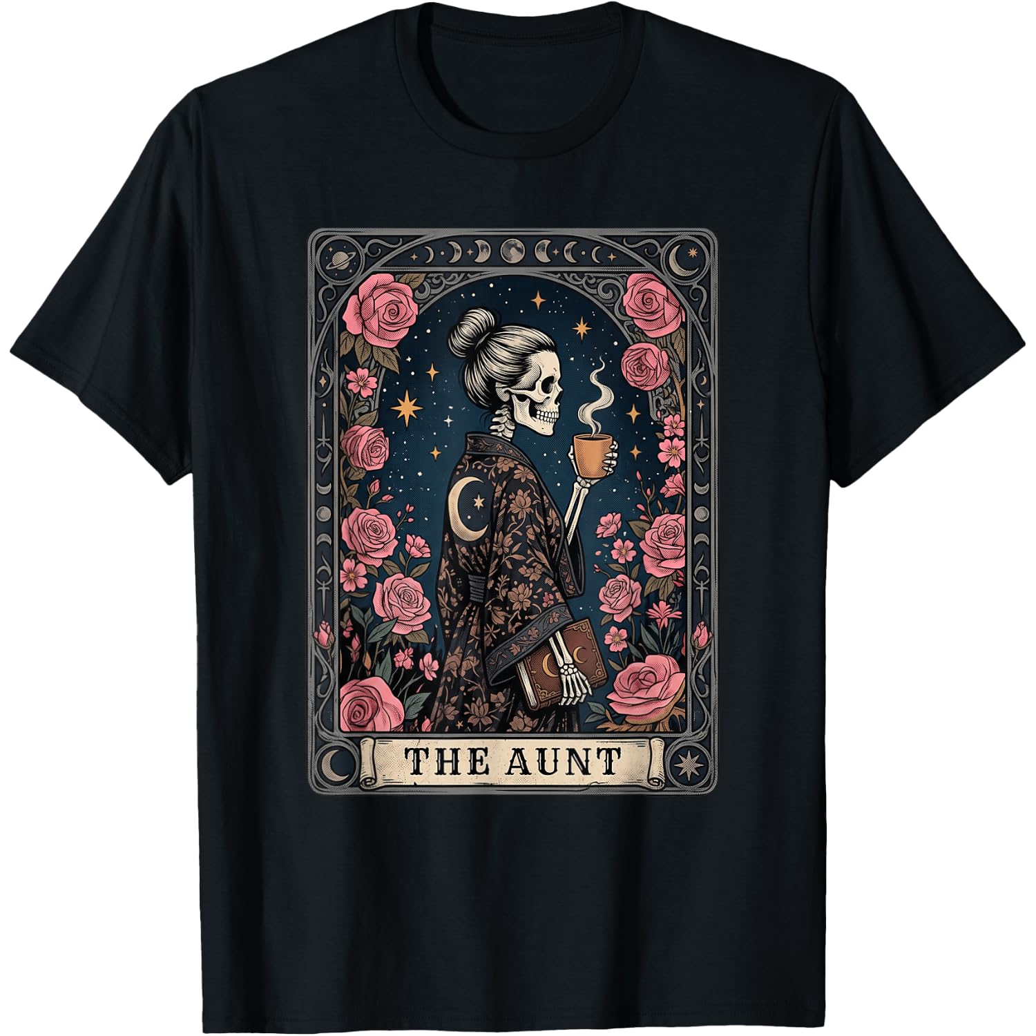 The Aunt Tarot Card Women Skeleton Aunty Coffee Lover T-Shirt