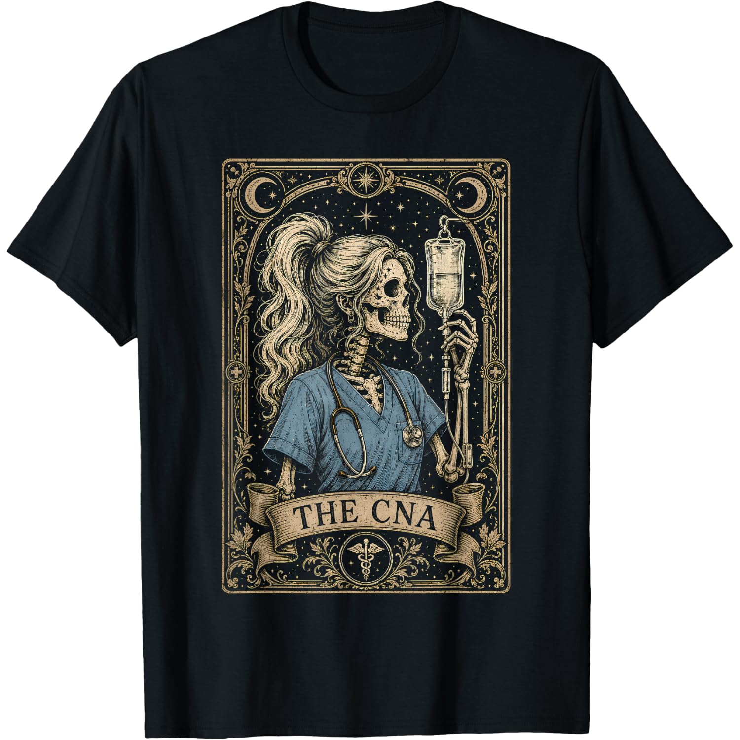 The CNA Funny Nurse Halloween Shirts Skeleton Tarot Card T-Shirt