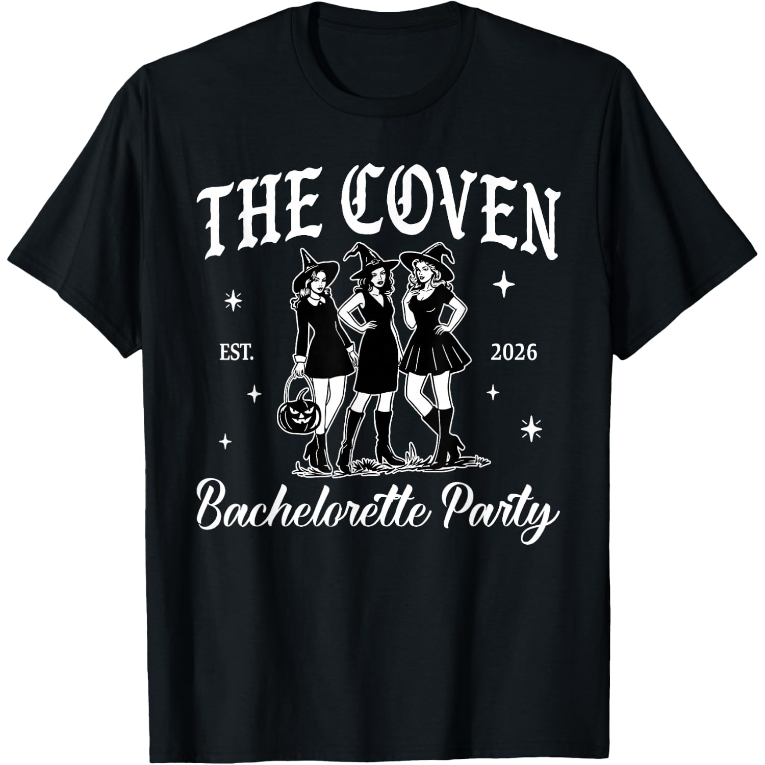 The Coven Bride Matching Gothic Bachelorette Party Est 2026 T-Shirt
