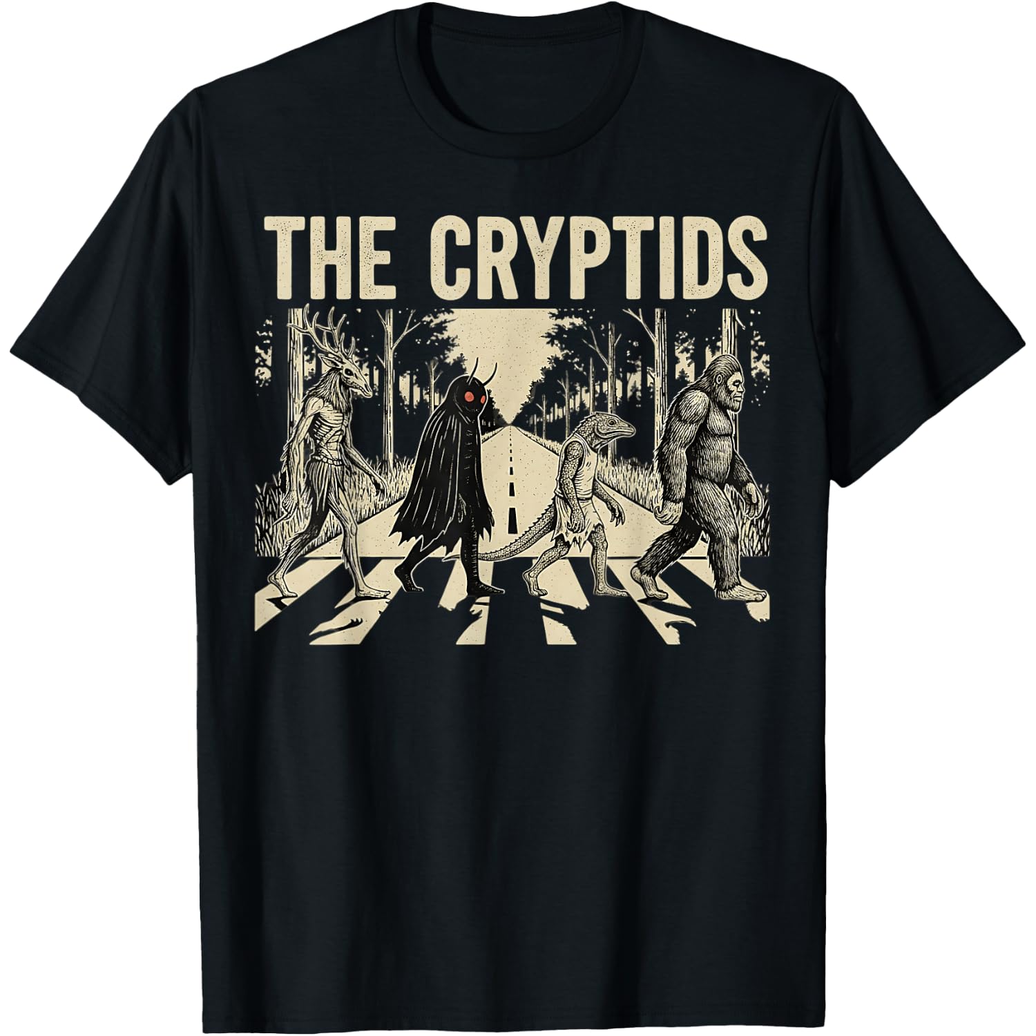 The Cryptids Funny Bigfoot Mothman Monster Halloween Graphic T-Shirt