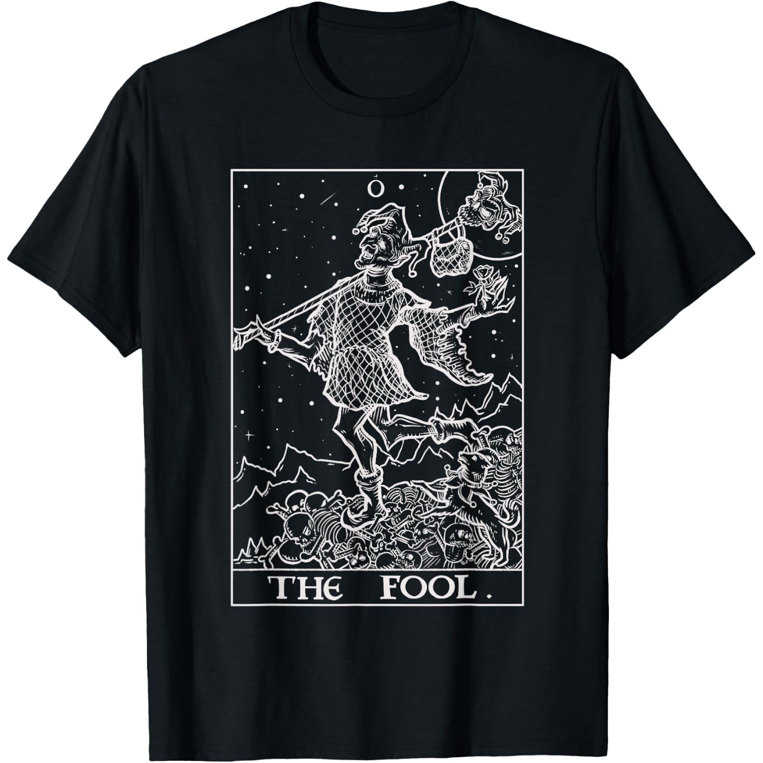 The Fool Tarot Card Court Jester Halloween Gothic Horror T-Shirt