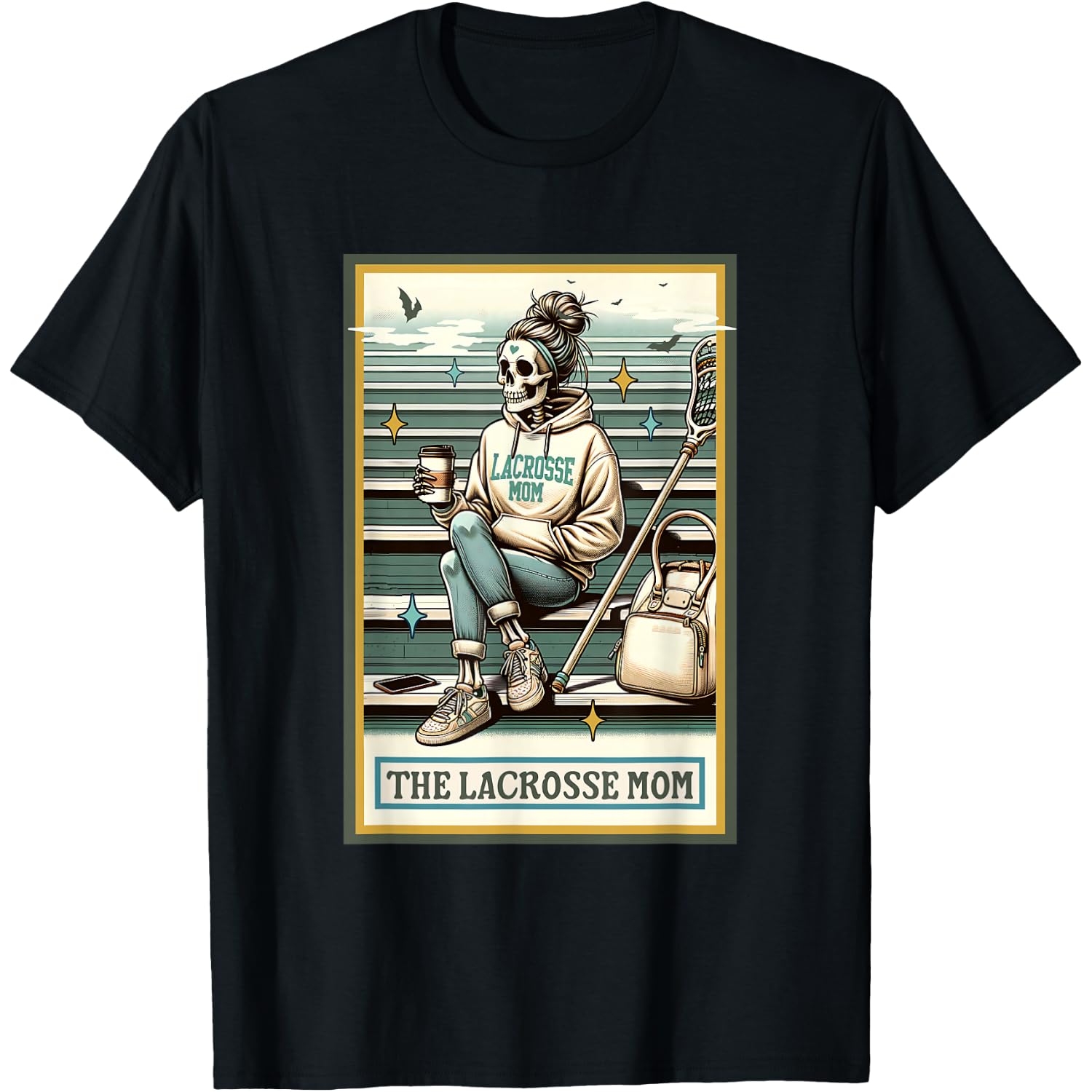 The Lacrosse Mom Skeleton Card Gift Spooky Season Halloween T-Shirt