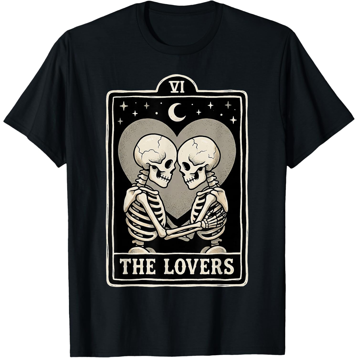 The Lovers Gothic Tarot Card Skeleton Halloween Valentine T-Shirt