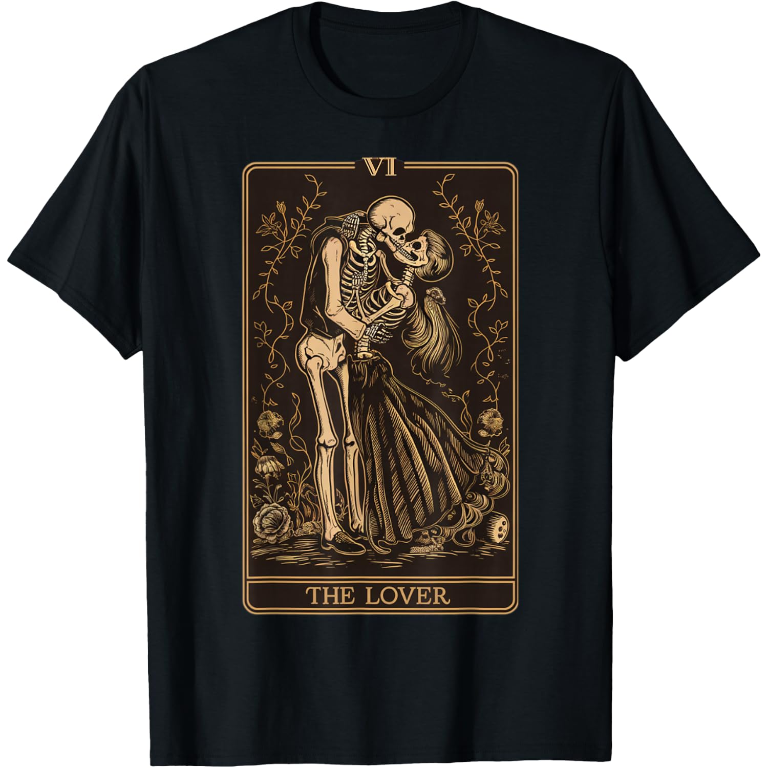 The Lovers Vintage Tarot Card - Gothic Halloween Tea T-Shirt