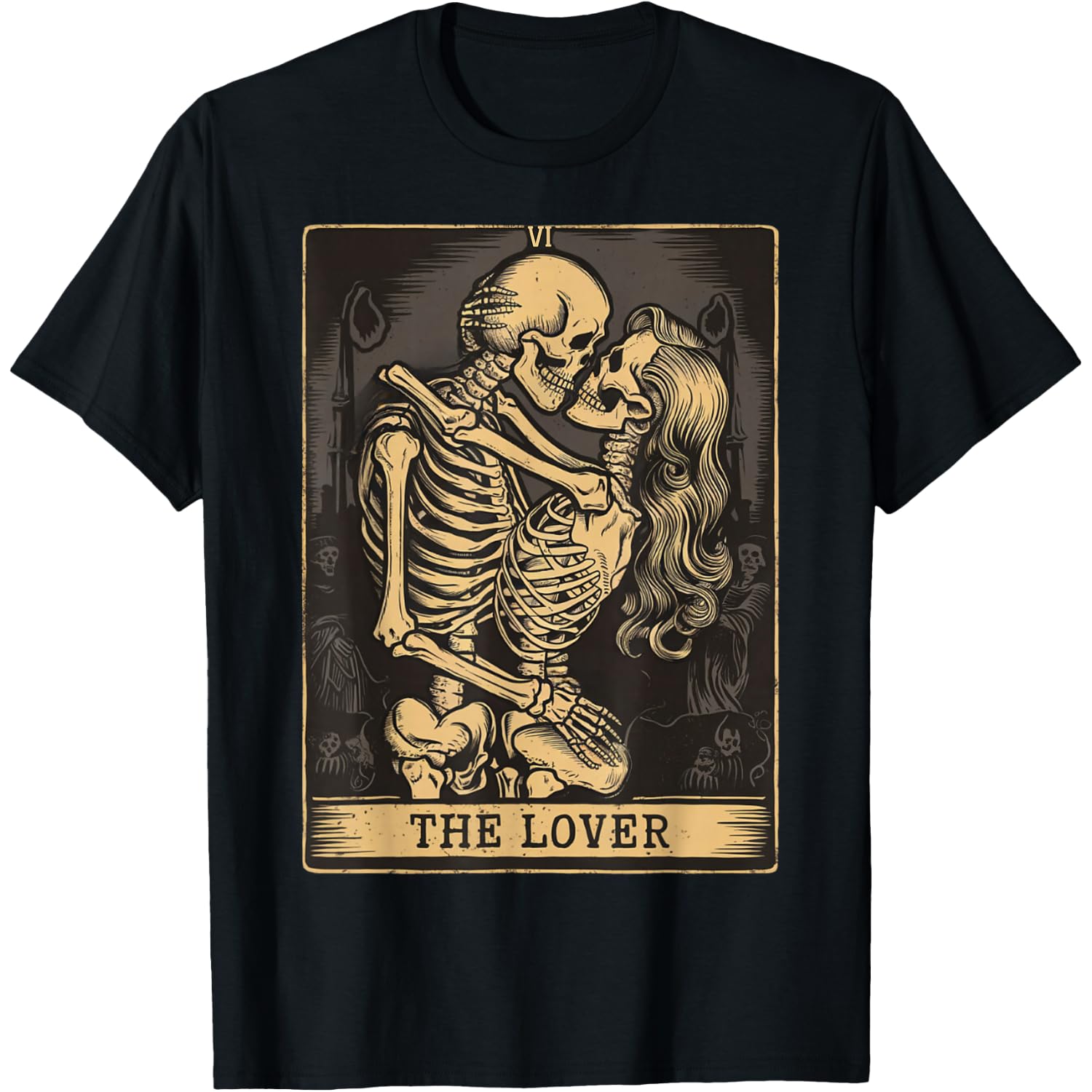 The Lovers Vintage Tarot Card - Gothic Halloween Tee T-Shirt