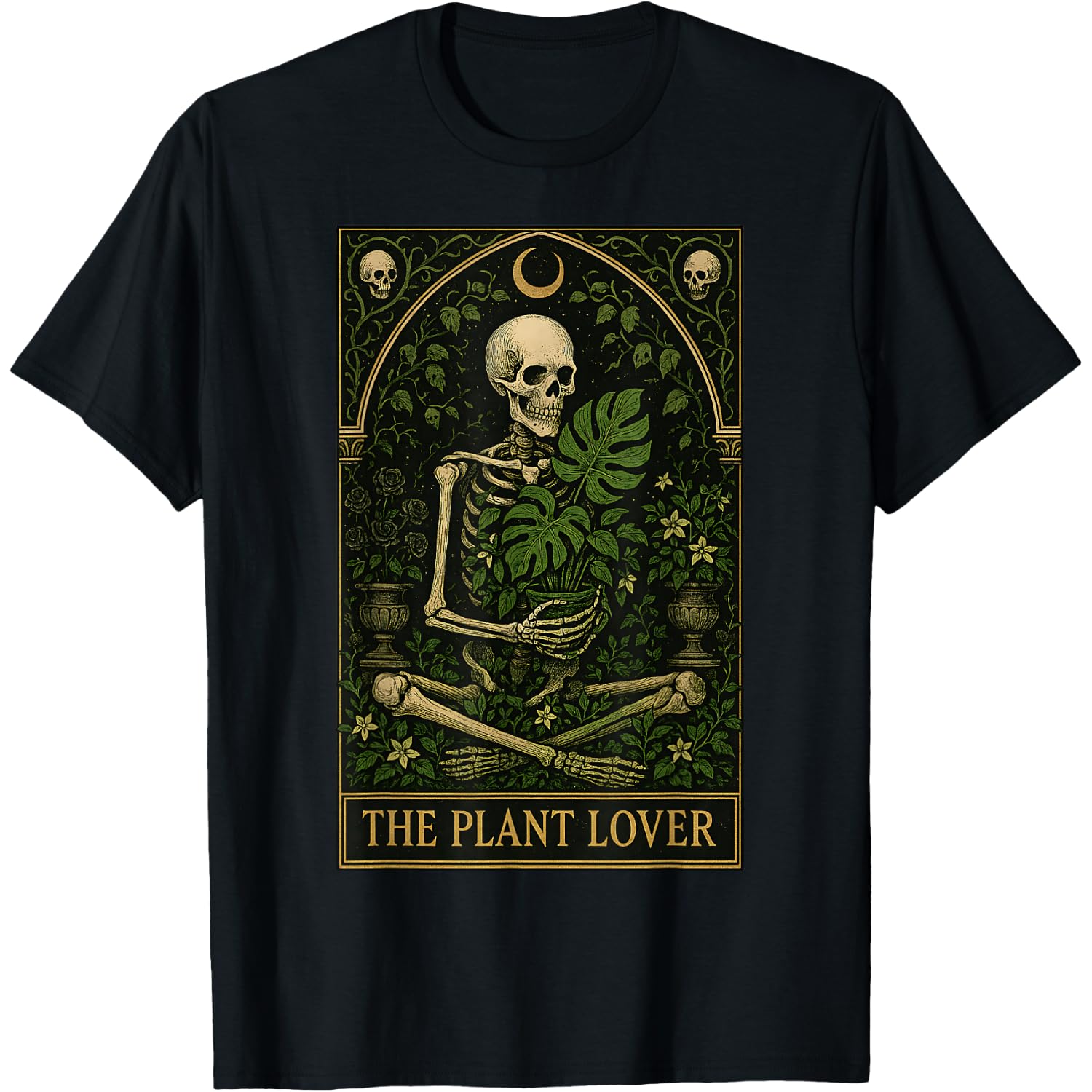 The Plant Lover Tarot Card Skeleton Halloween Spooky Season T-Shirt
