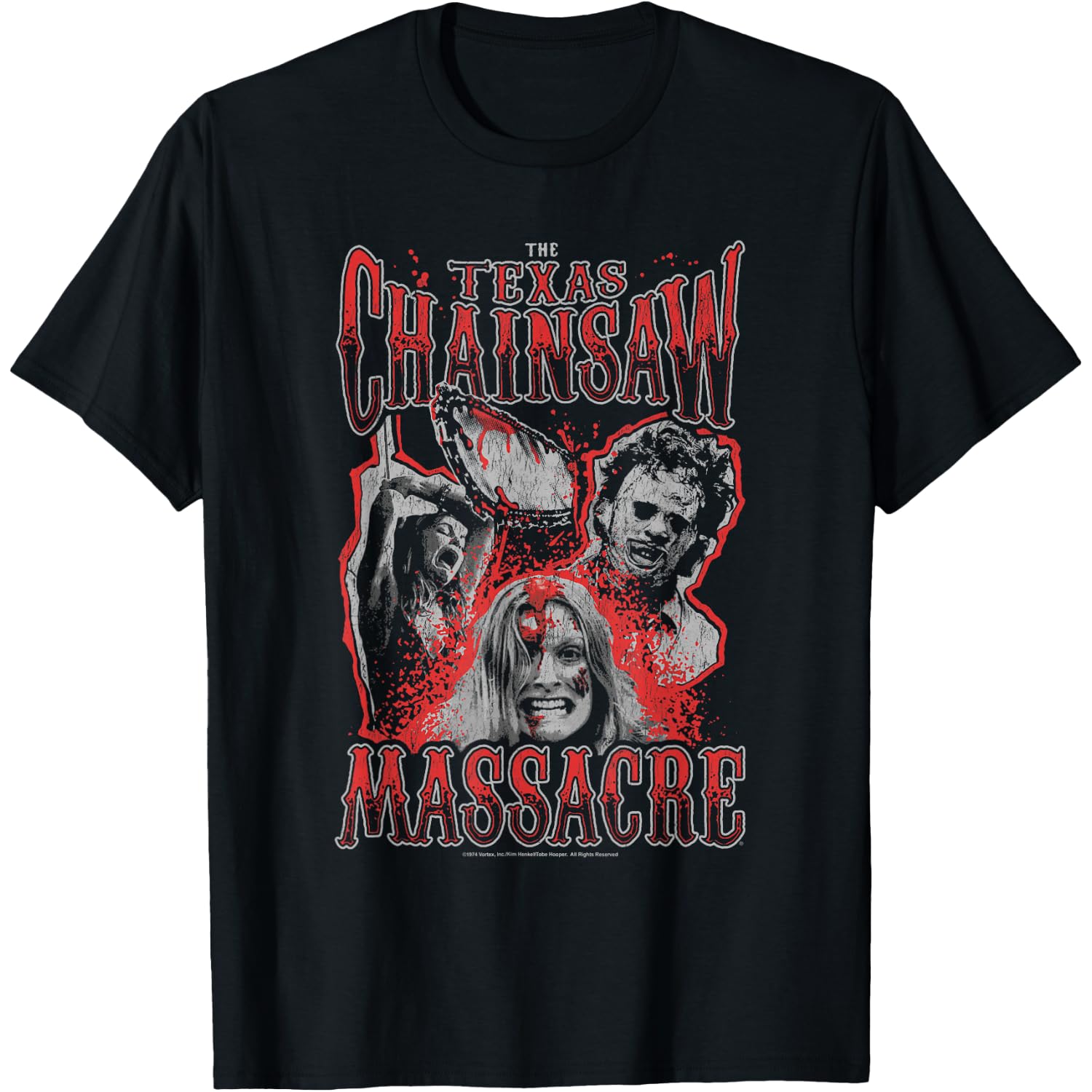 The Texas Chainsaw Massacre Blood Splatter Collage Horror T-Shirt