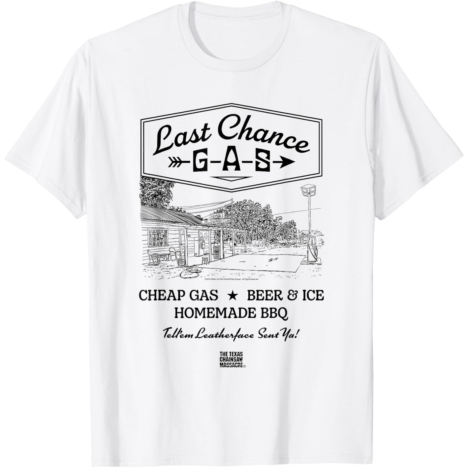 The Texas Chainsaw Massacre Last Chance Gas Horror Movie T-Shirt