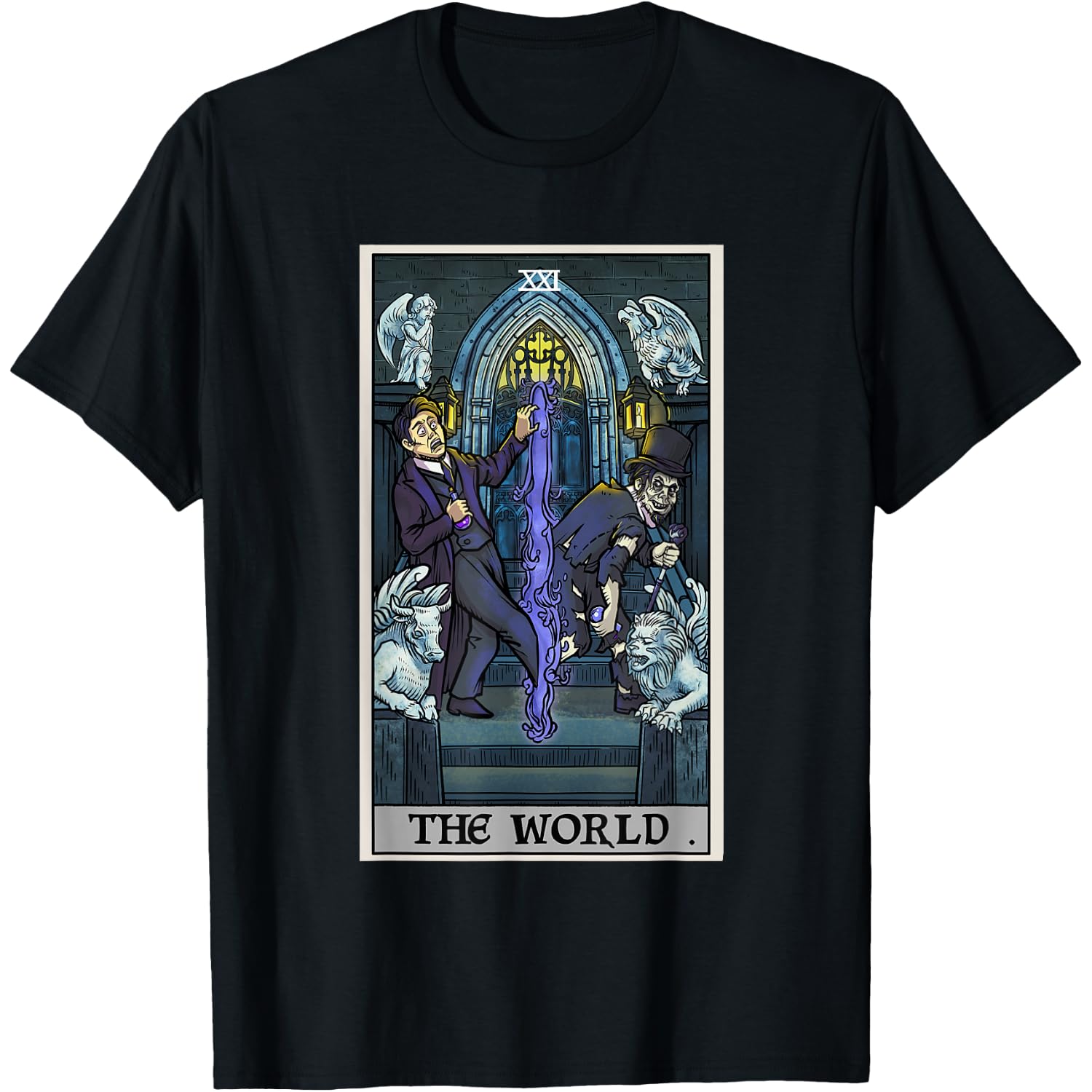 The World Tarot Card Dr Jekyll Mr Hyde Halloween Spooky Goth T-Shirt