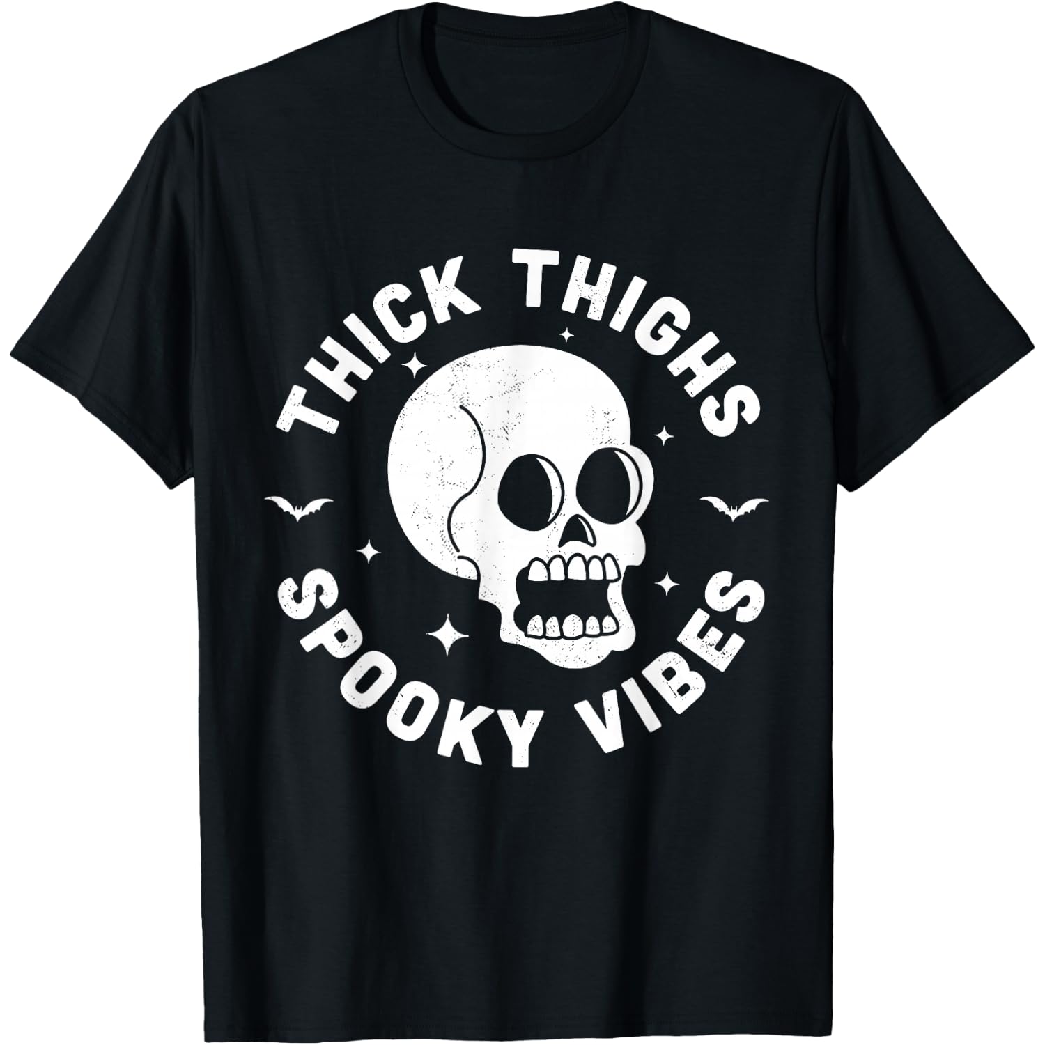 Thick Thighs Spooky Vibes Funny Halloween Skull Workout Gym T-Shirt