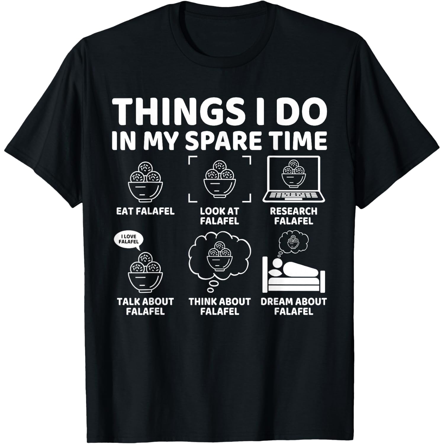 Things I Do in My Spare Time Funny Falafel Lover, Food Fan T-Shirt