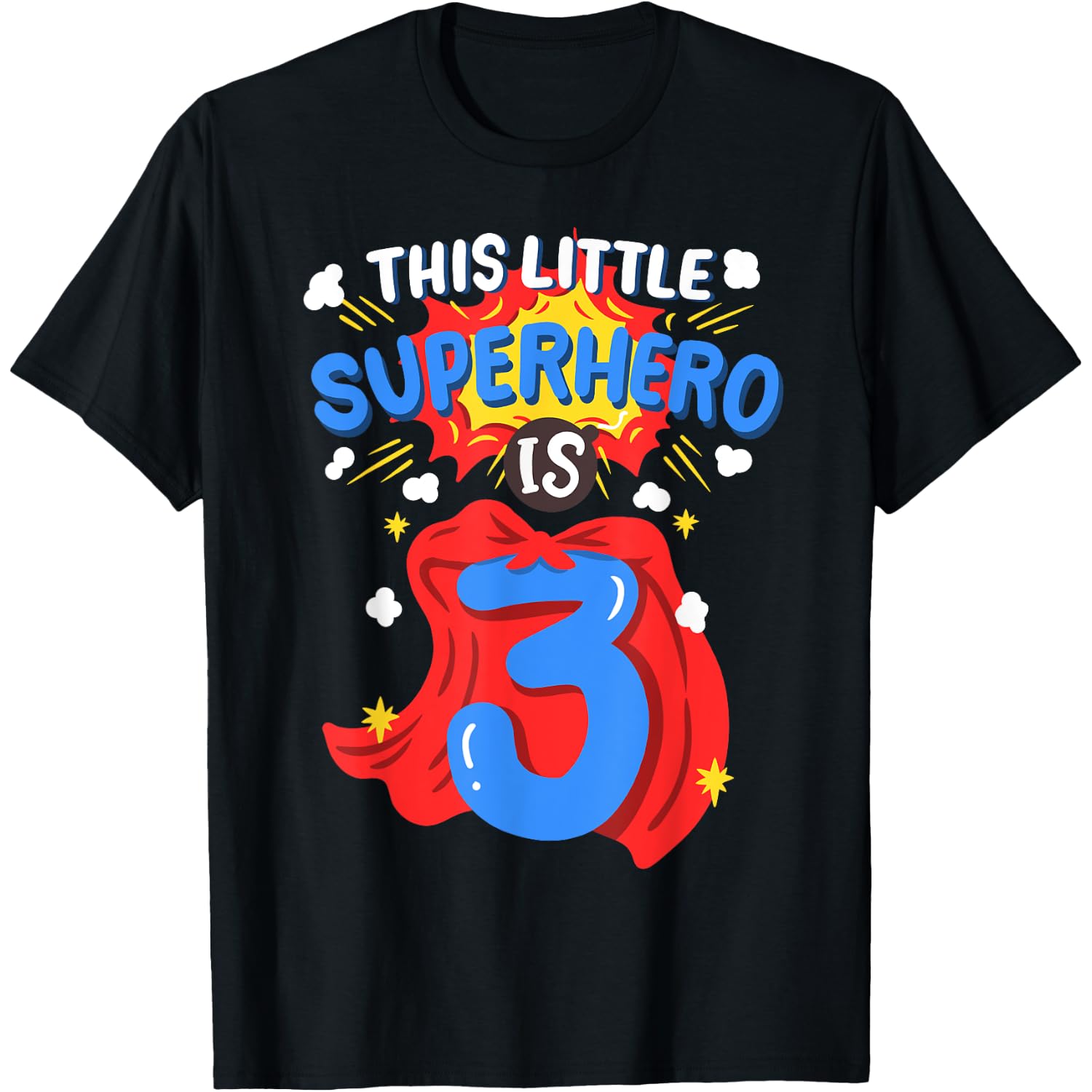 This Little Superhero Is 3 Kids Boys 3rd Birthday Party T-Shirt