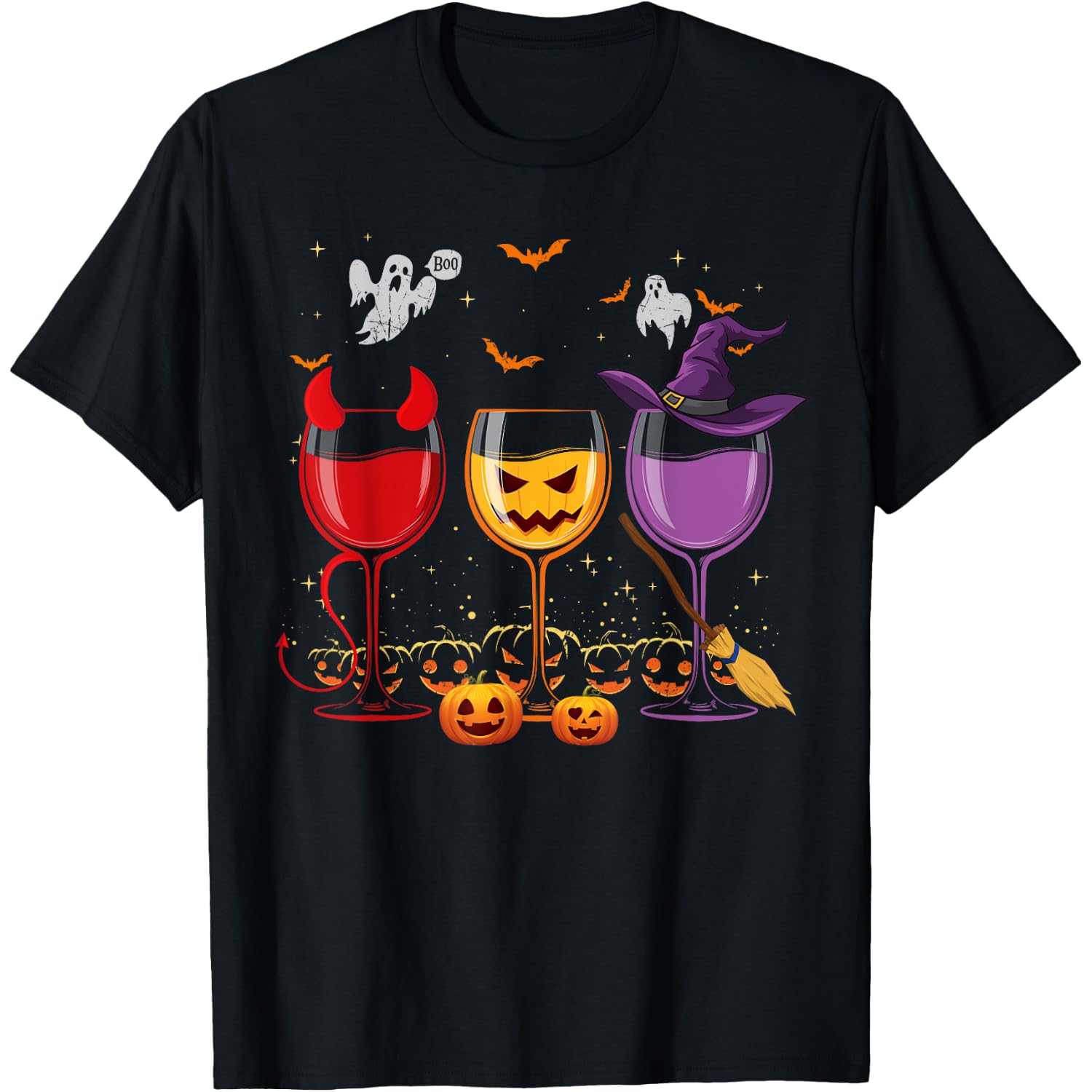 Three Glasses of Wines Funny Halloween Wine Lover T-Shirt