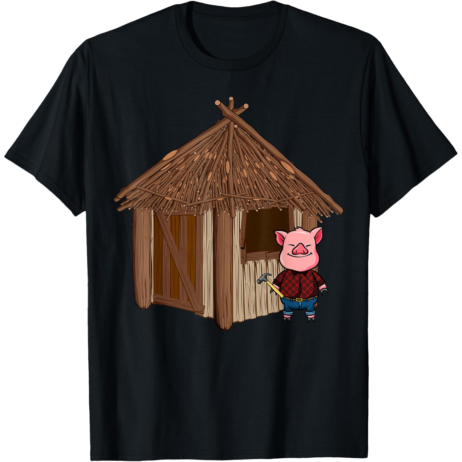 Three Pigs Lazy Halloween Costume - Stick House T-Shirt